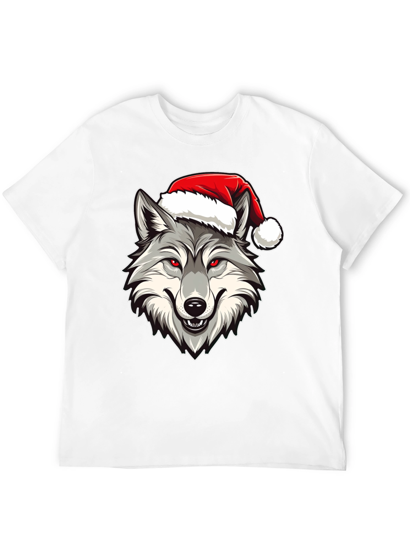 Wolf Santa Hat Graphic T-Shirt