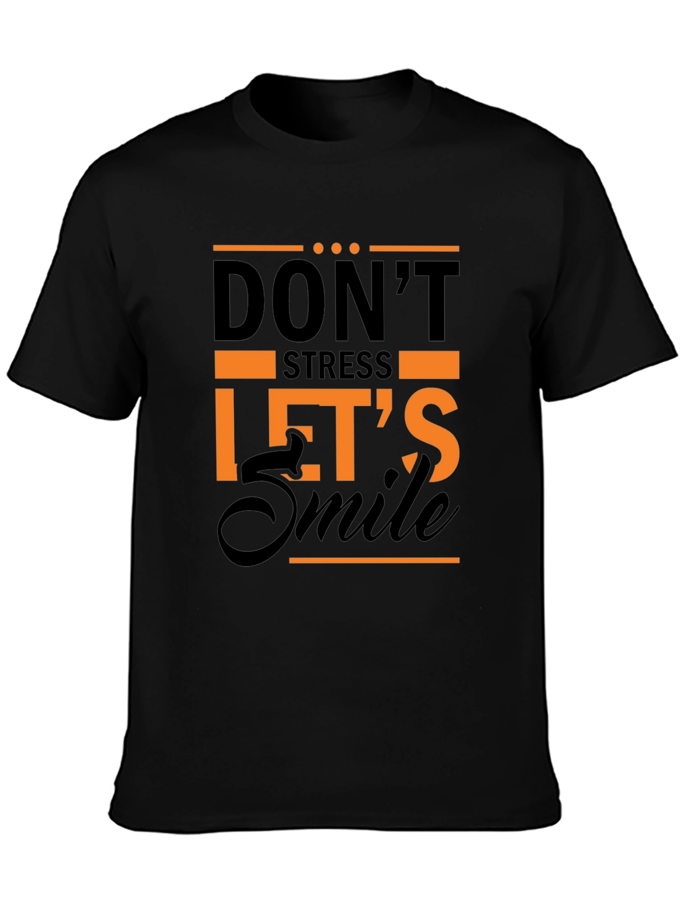 Dont Stress Lets Smile Graphic Tee - Black