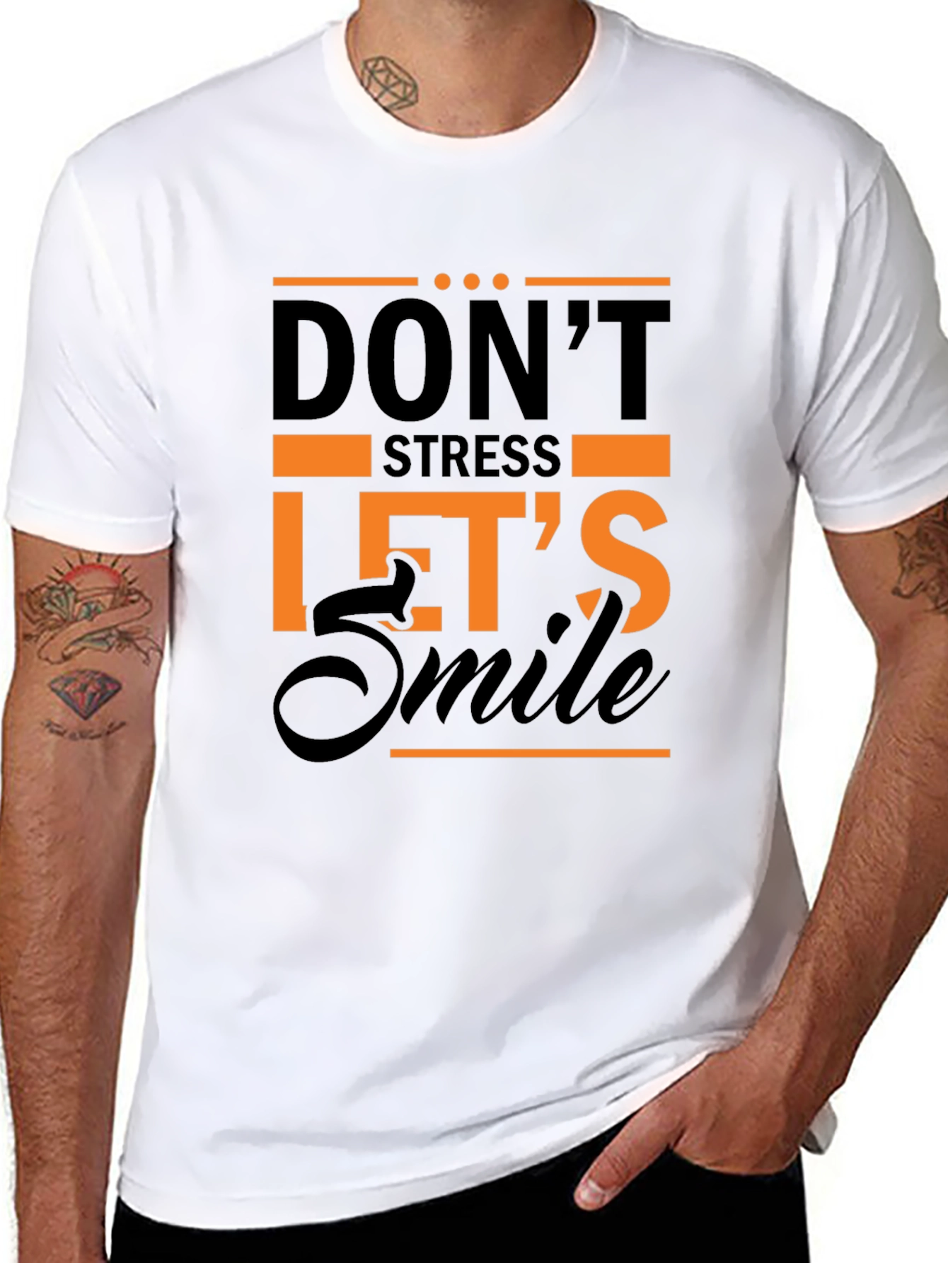 Dont Stress Lets Smile Graphic Tee - Black