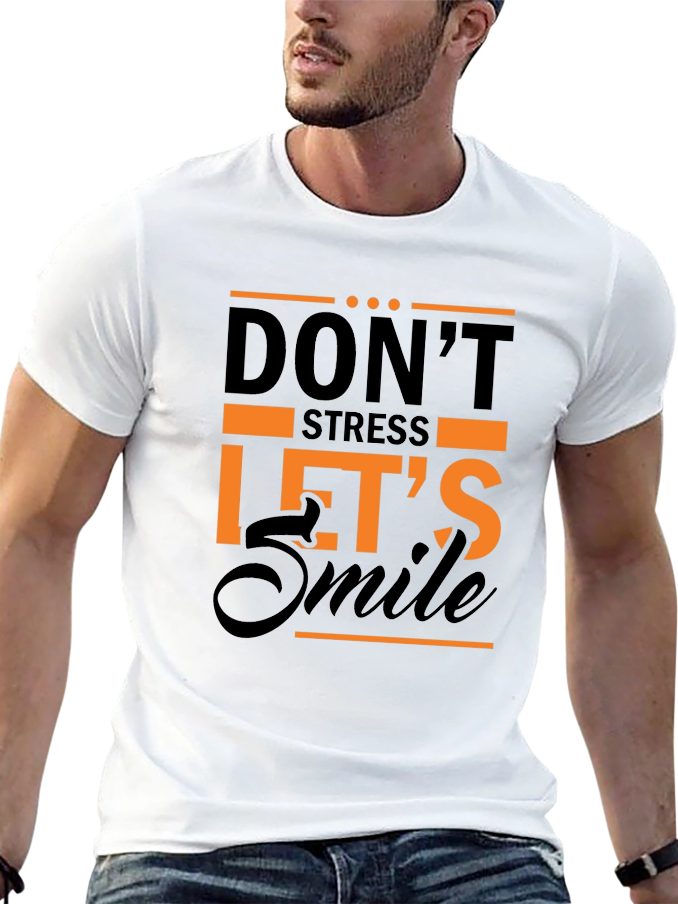 Dont Stress Lets Smile Graphic Tee - Black