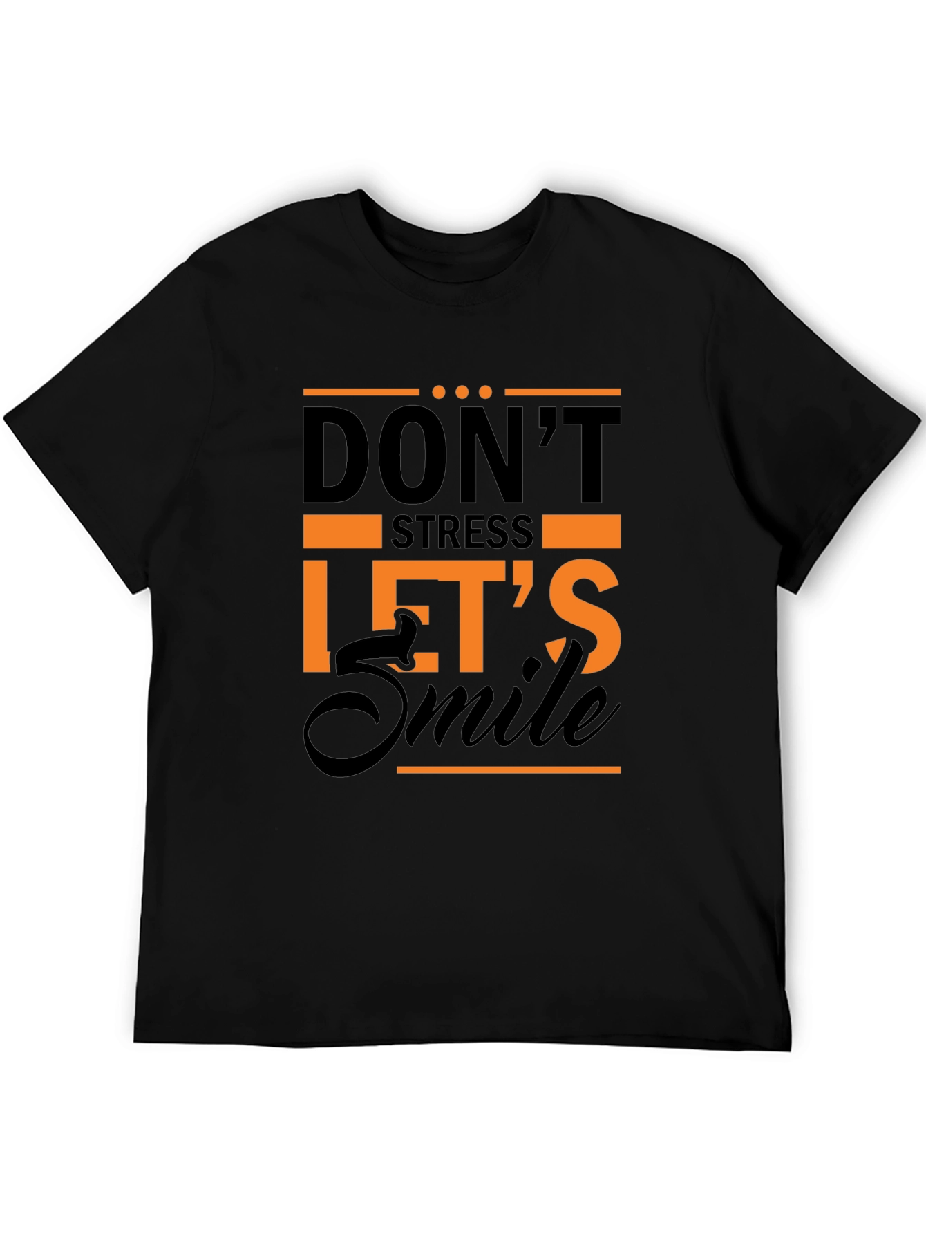 Dont Stress Lets Smile Graphic Tee - Black