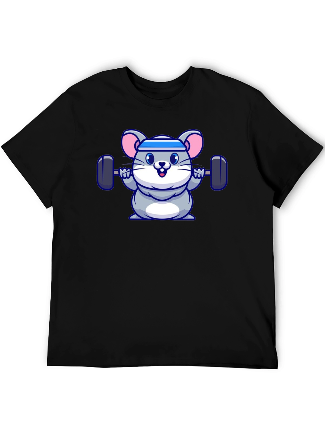 Workout Mouse Graphic Tee - Black Cotton