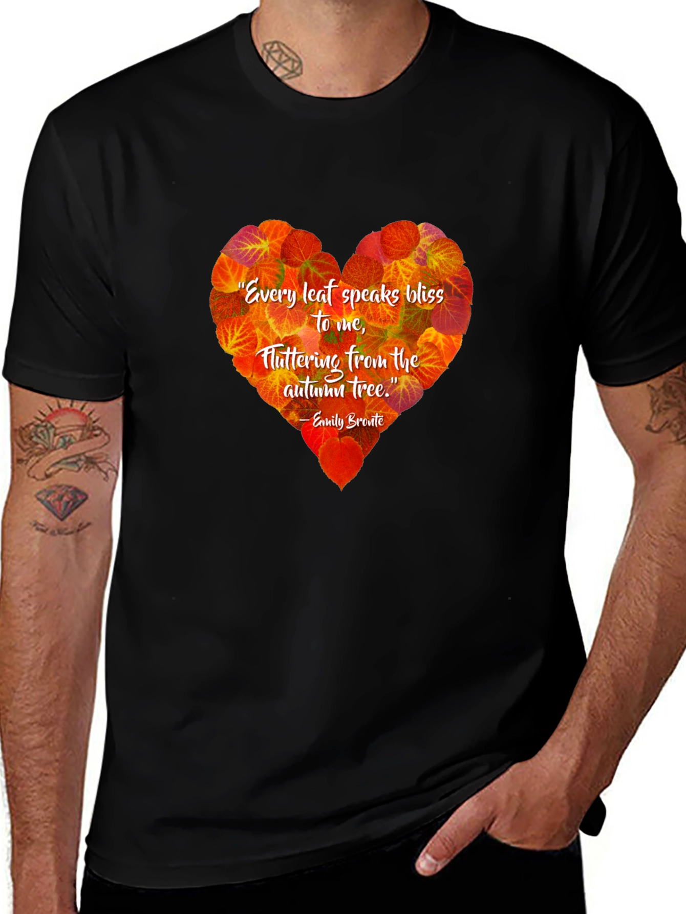 Autumn Leaf Heart T-Shirt - Emily Bronte Quote