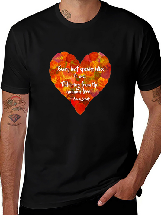 Autumn Leaf Heart T-Shirt - Emily Bronte Quote