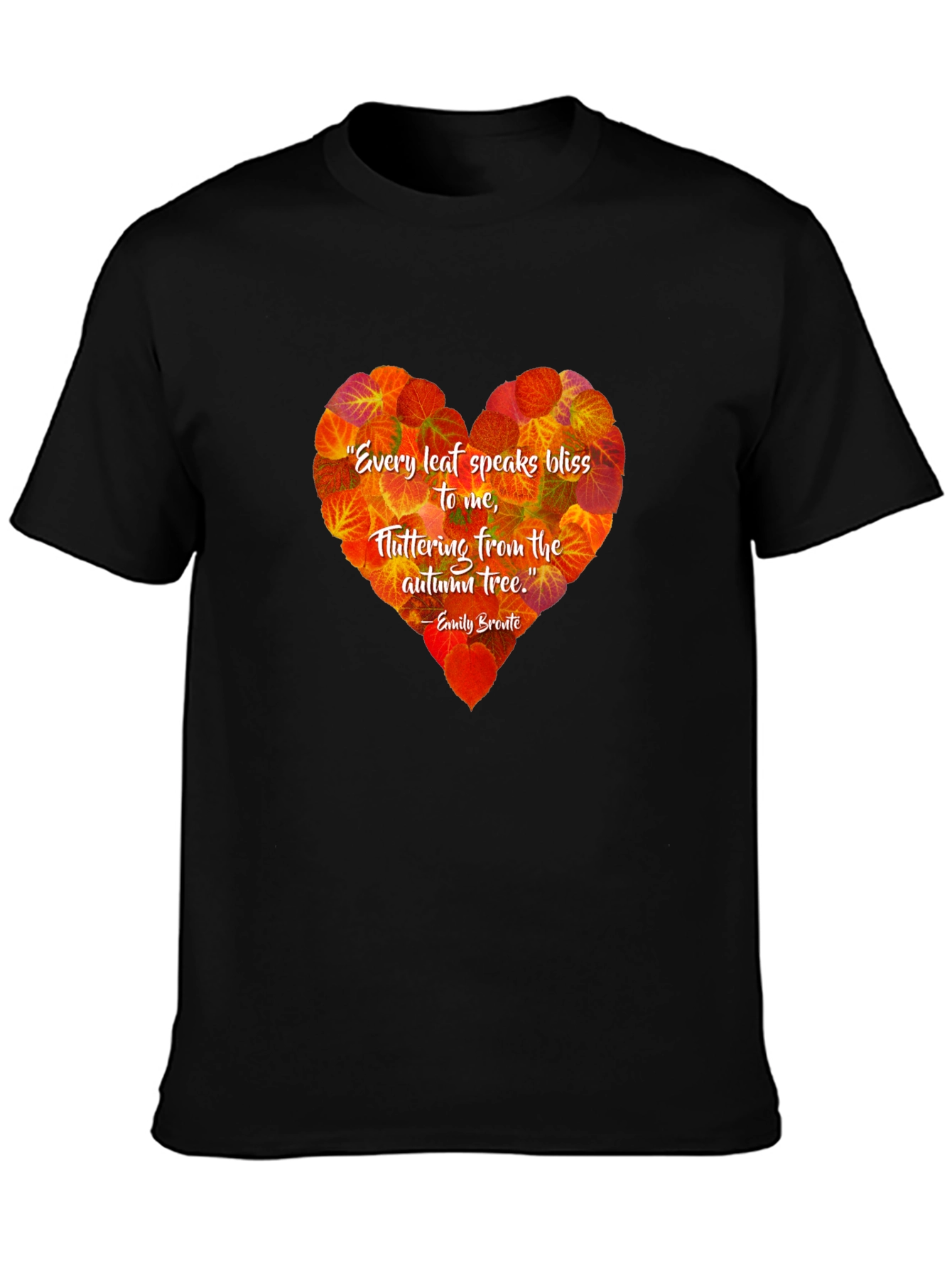 Autumn Leaf Heart T-Shirt - Emily Bronte Quote