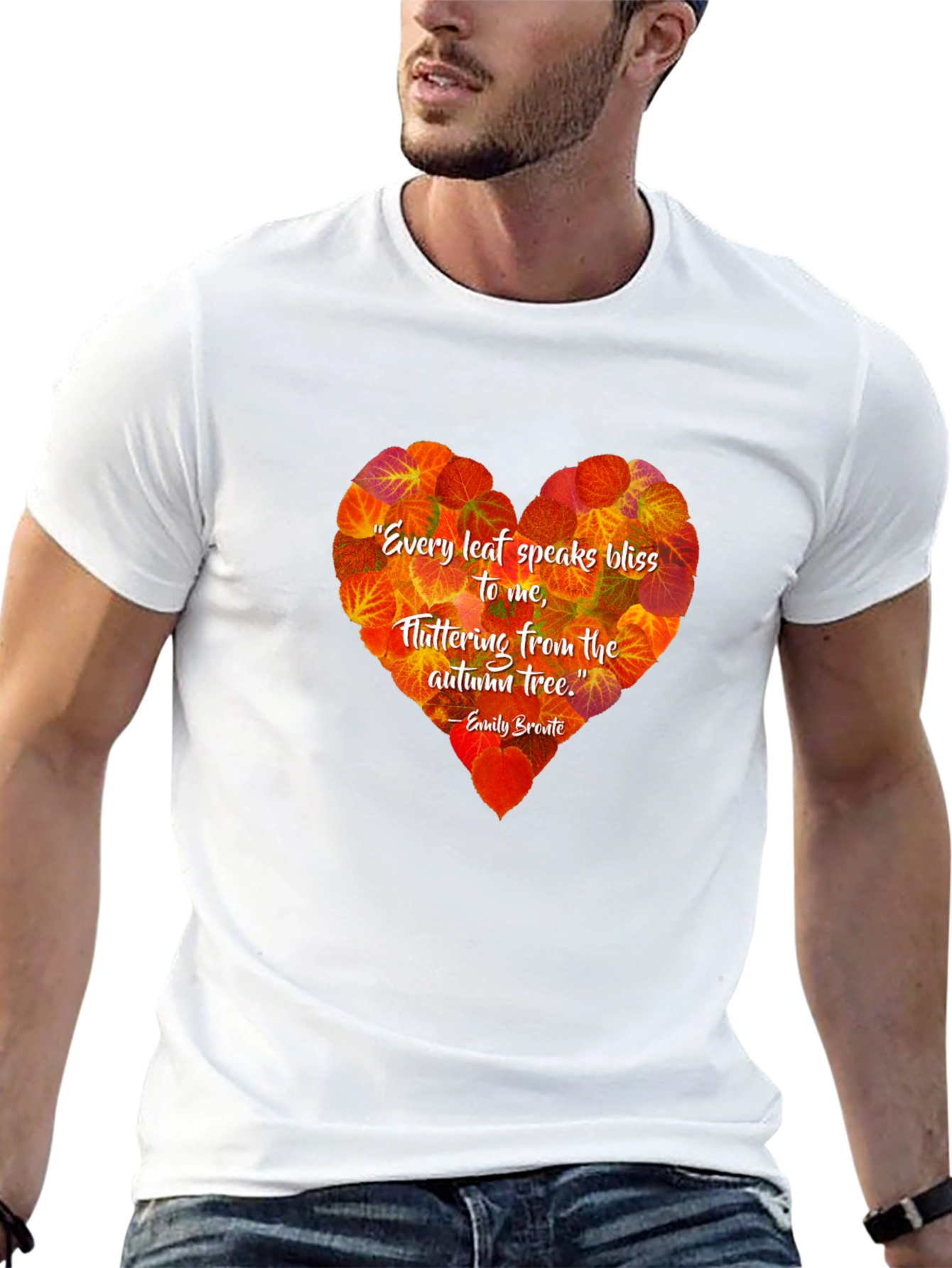 Autumn Leaf Heart T-Shirt - Emily Bronte Quote
