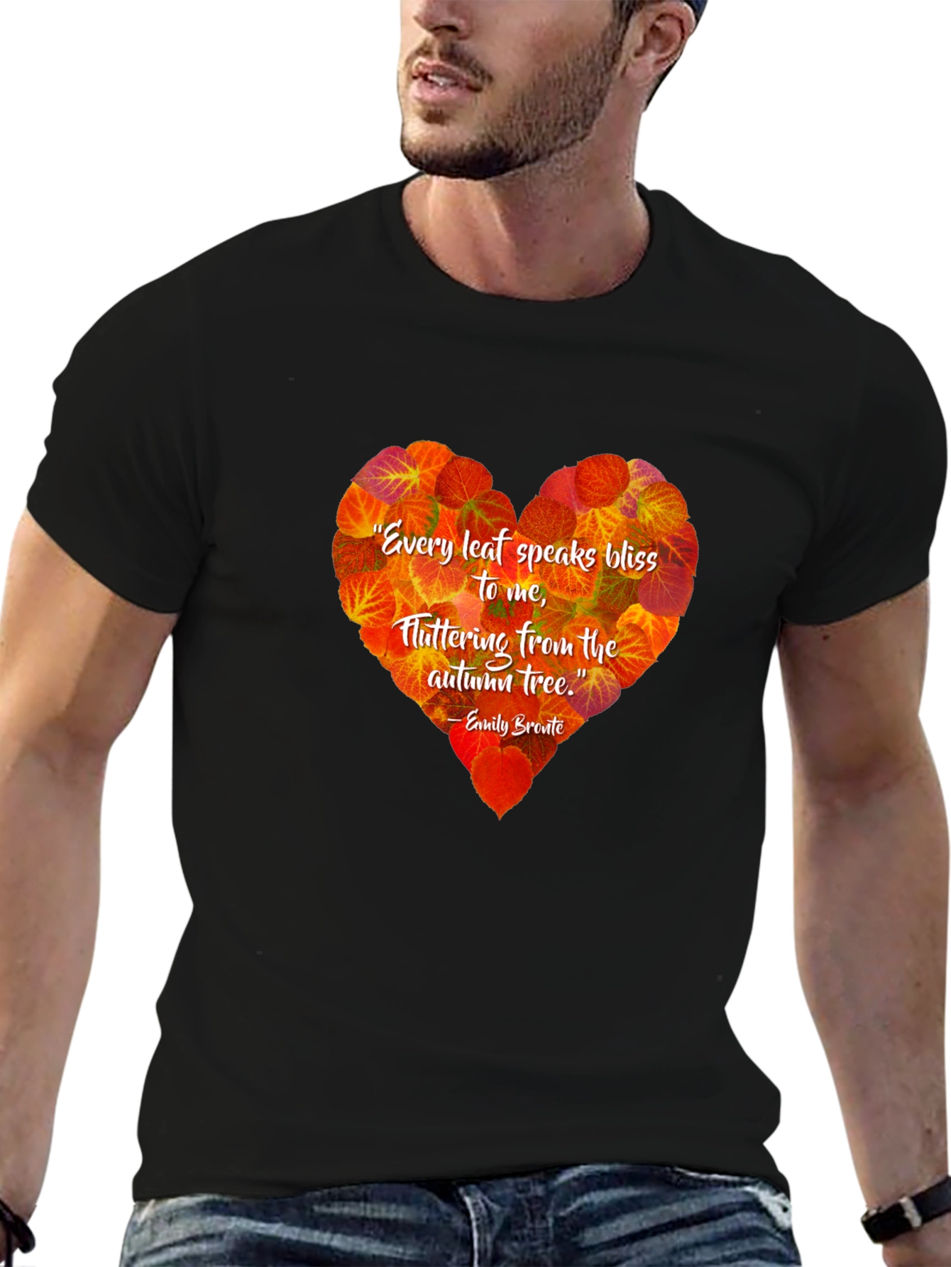Autumn Leaf Heart T-Shirt - Emily Bronte Quote