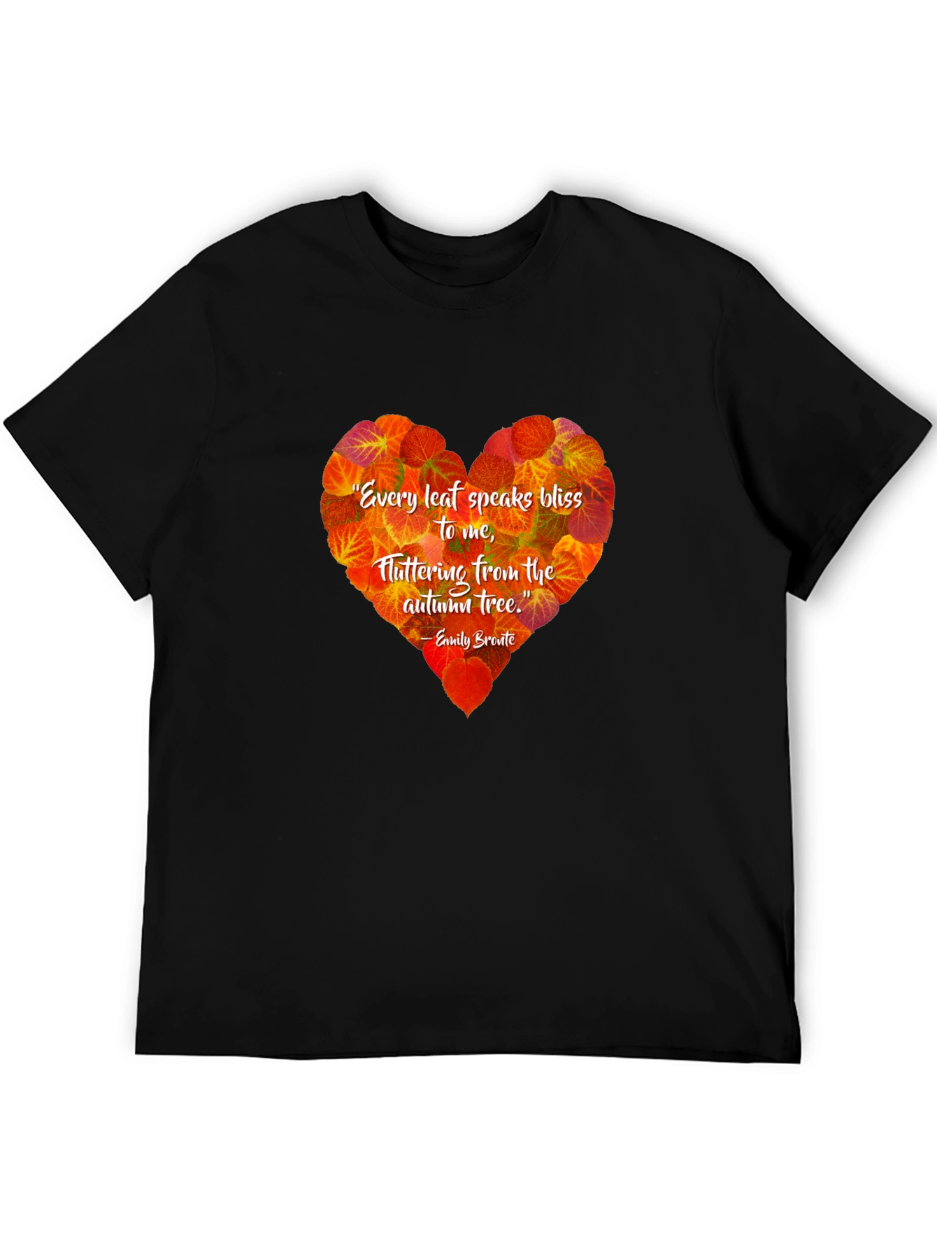 Autumn Leaf Heart T-Shirt - Emily Bronte Quote