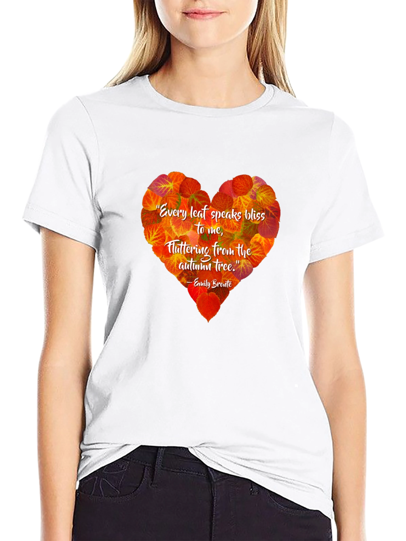 Autumn Leaf Heart T-Shirt - Emily Bronte Quote
