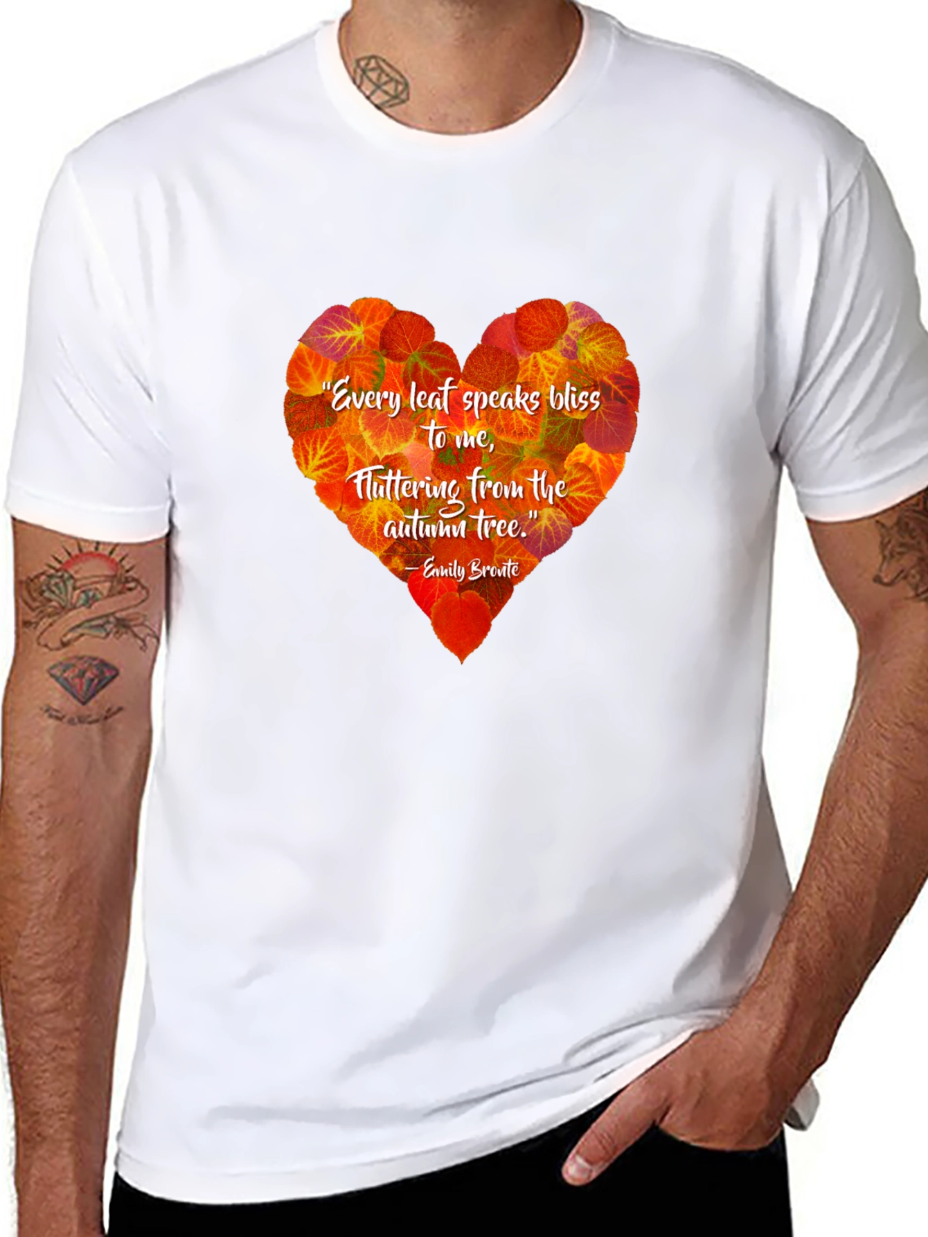 Autumn Leaf Heart T-Shirt - Emily Bronte Quote