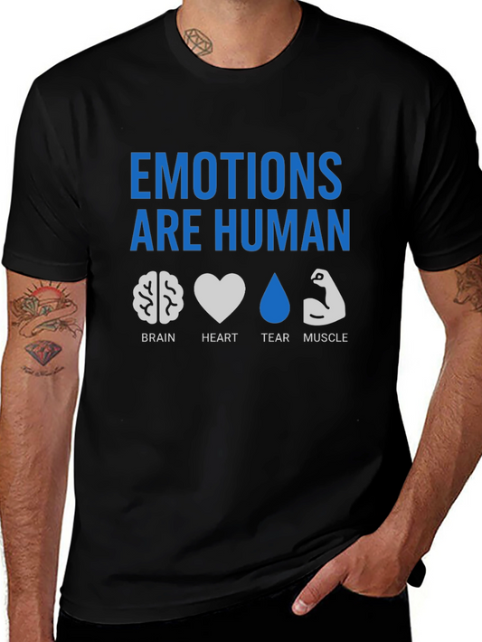 Emotions Are Human Graphic T-Shirt - Brain Heart Tear Muscle