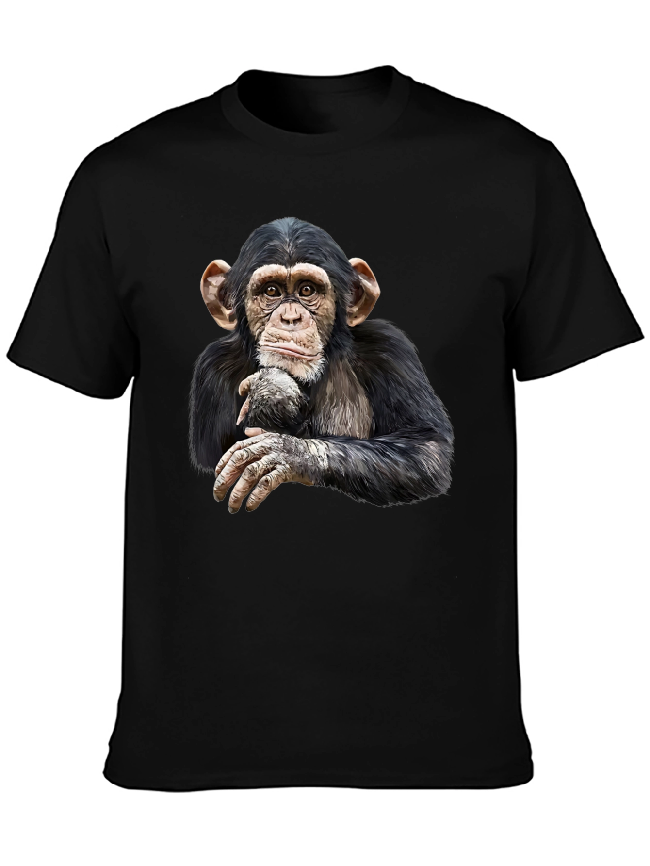 Chimpanzee Graphic Tee - Black Cotton T-Shirt