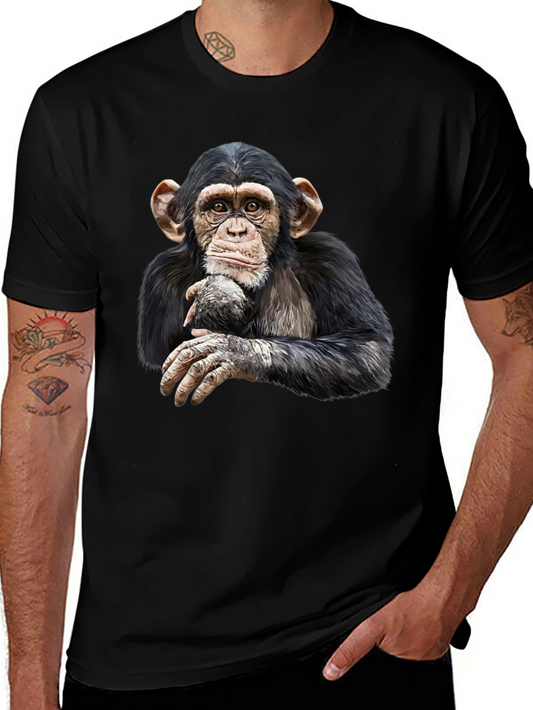 Chimpanzee Graphic Tee - Black Cotton T-Shirt