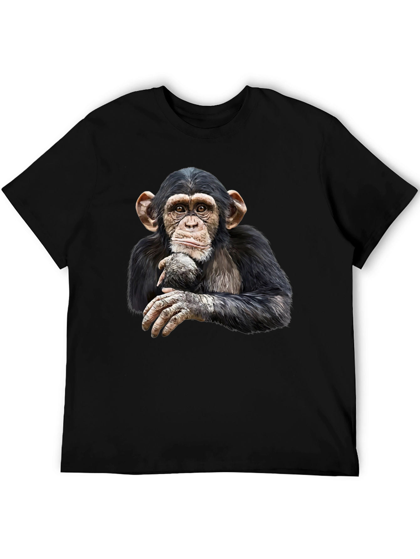 Chimpanzee Graphic Tee - Black Cotton T-Shirt