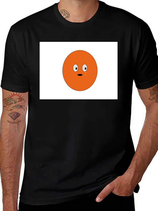Sad Orange Graphic Tee - Black Cotton Comfort