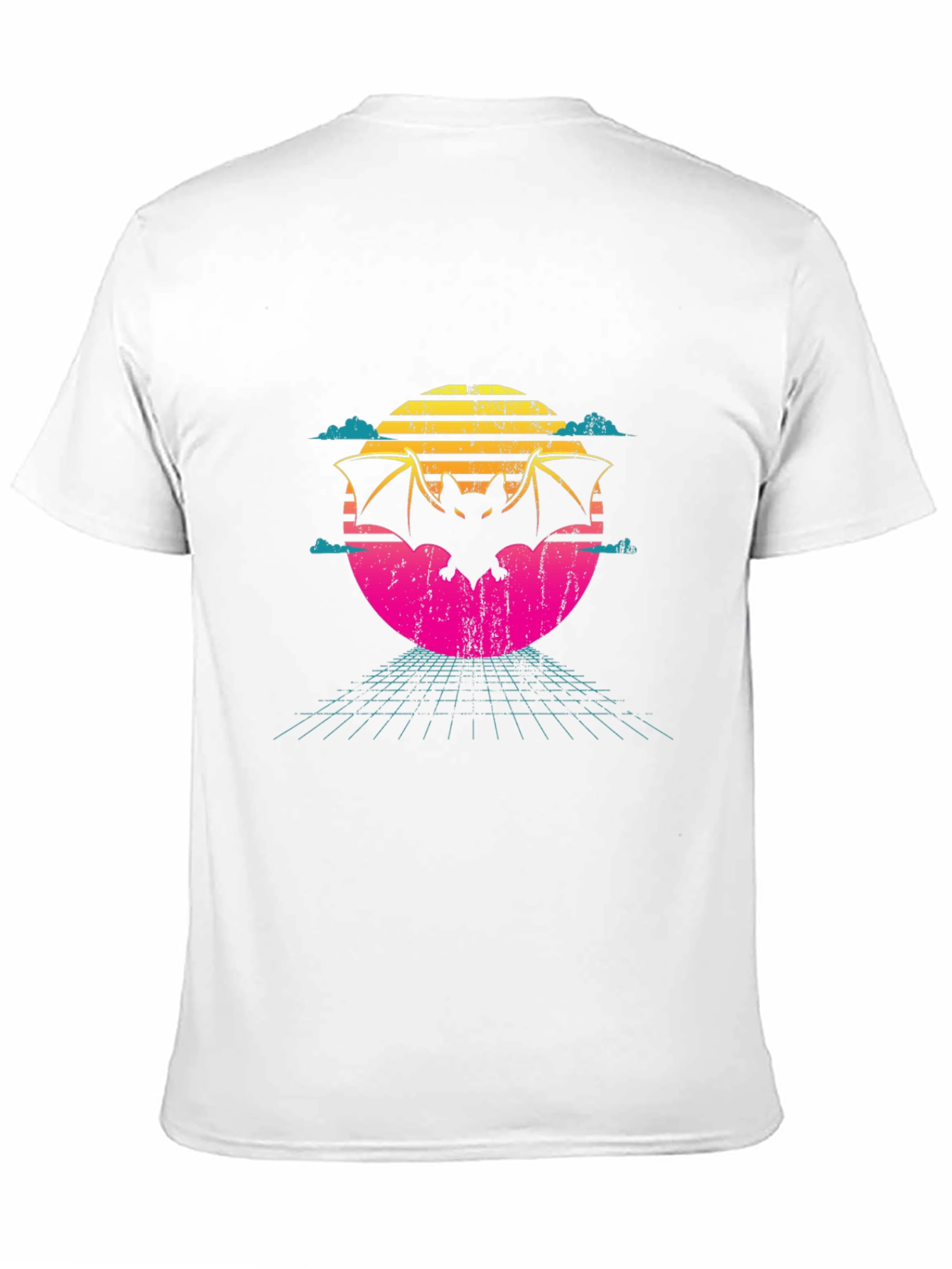 Retro Bat T-Shirt - 80s Sunset Design