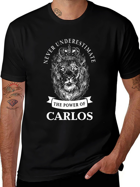 Power of Carlos Lion Crown Black T-Shirt