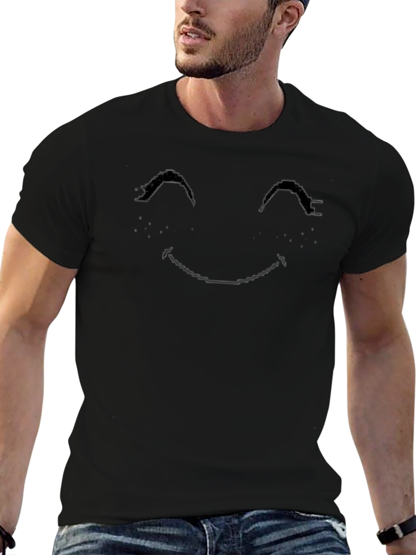 Smiley Face Mens Black T-Shirt