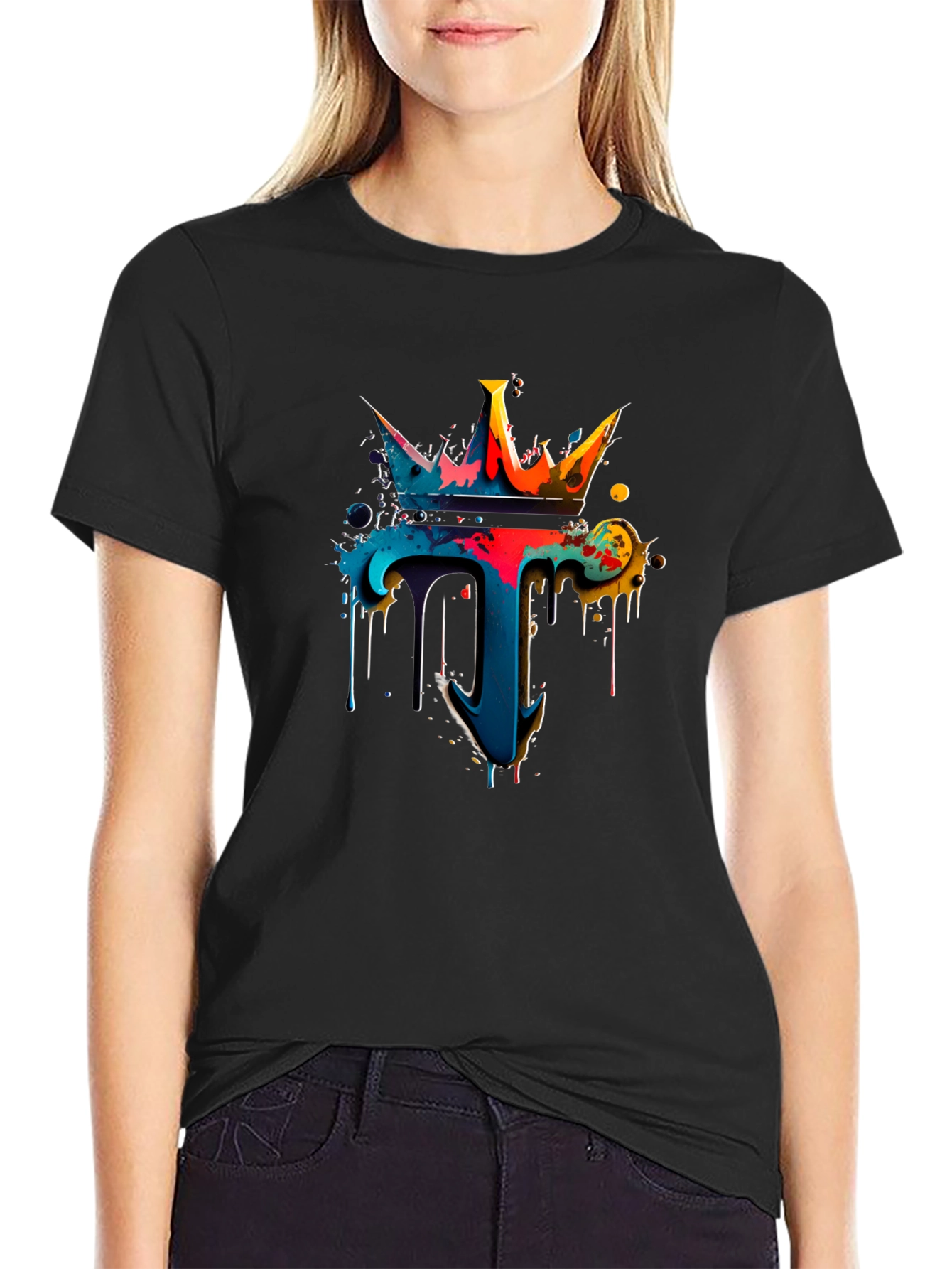 Colorful Crown Dripping T-Shirt