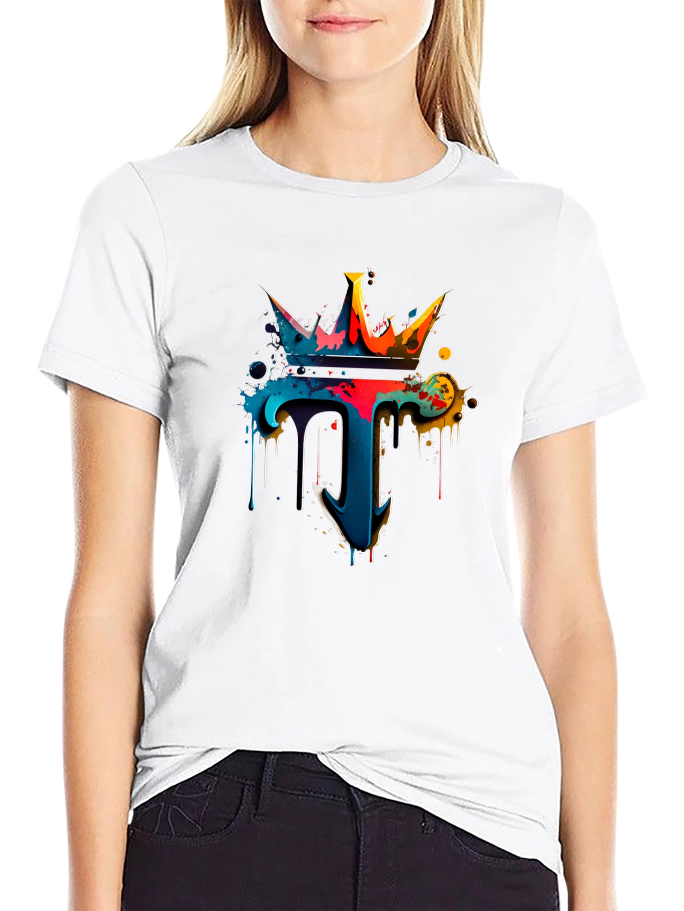 Colorful Crown Dripping T-Shirt