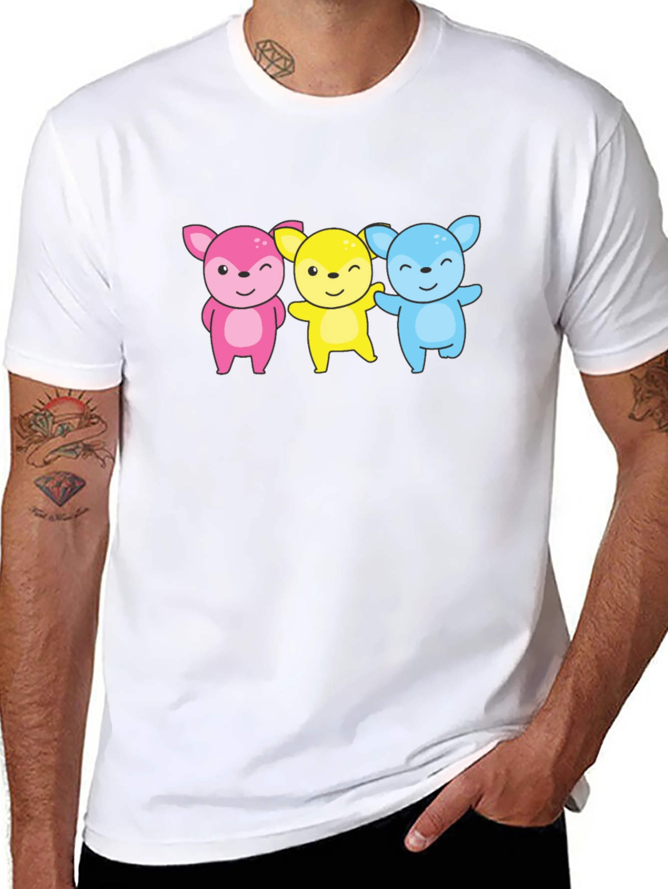 Cute Cartoon Animal Trio Graphic Tee
