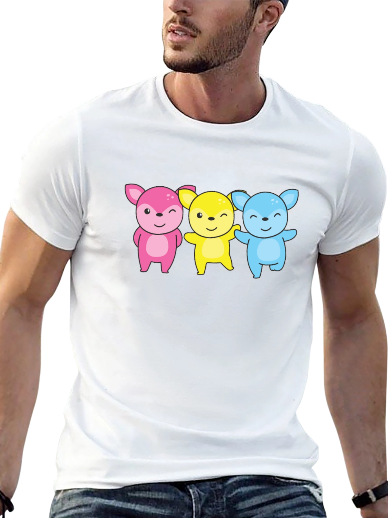 Cute Cartoon Animal Trio Graphic Tee