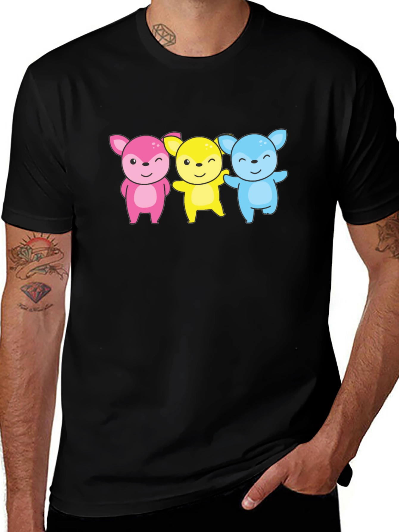 Cute Cartoon Animal Trio Graphic Tee