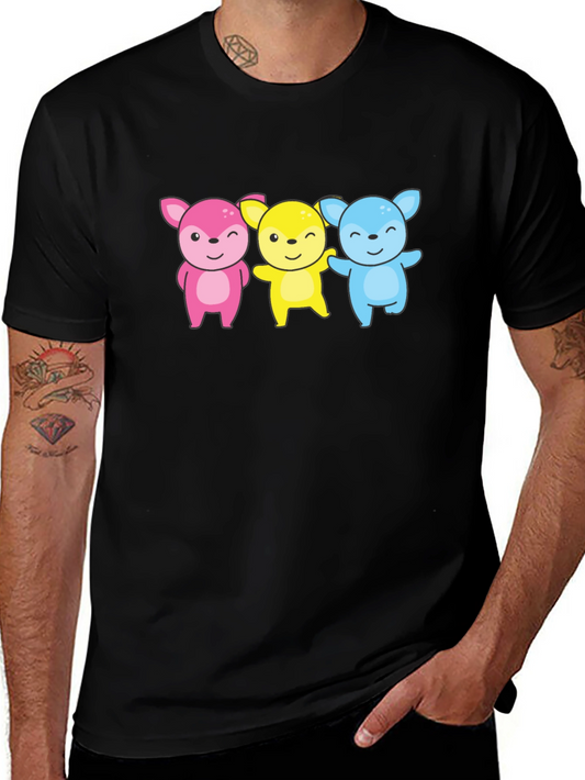 Cute Cartoon Animal Trio Graphic Tee