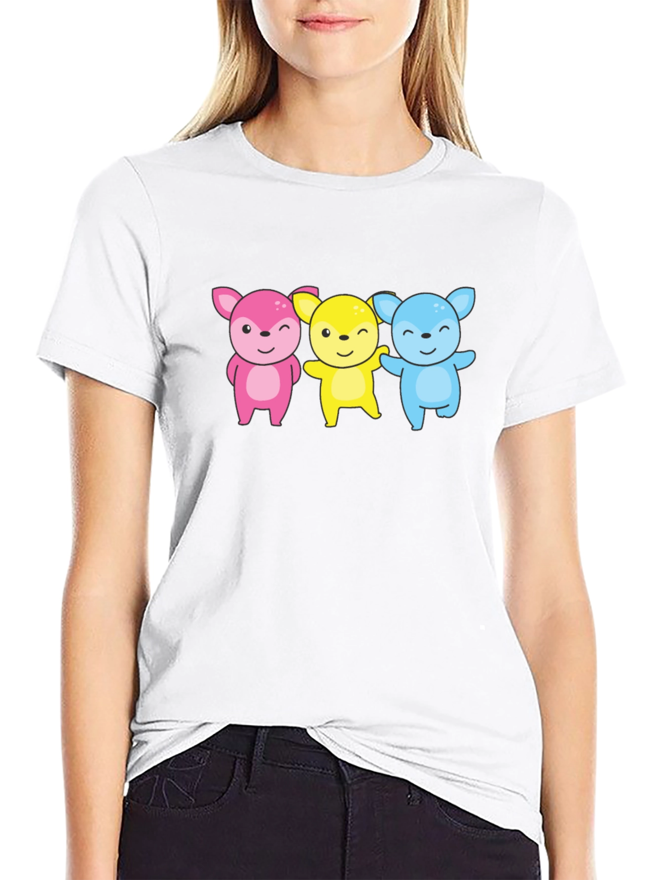 Cute Cartoon Animal Trio Graphic Tee