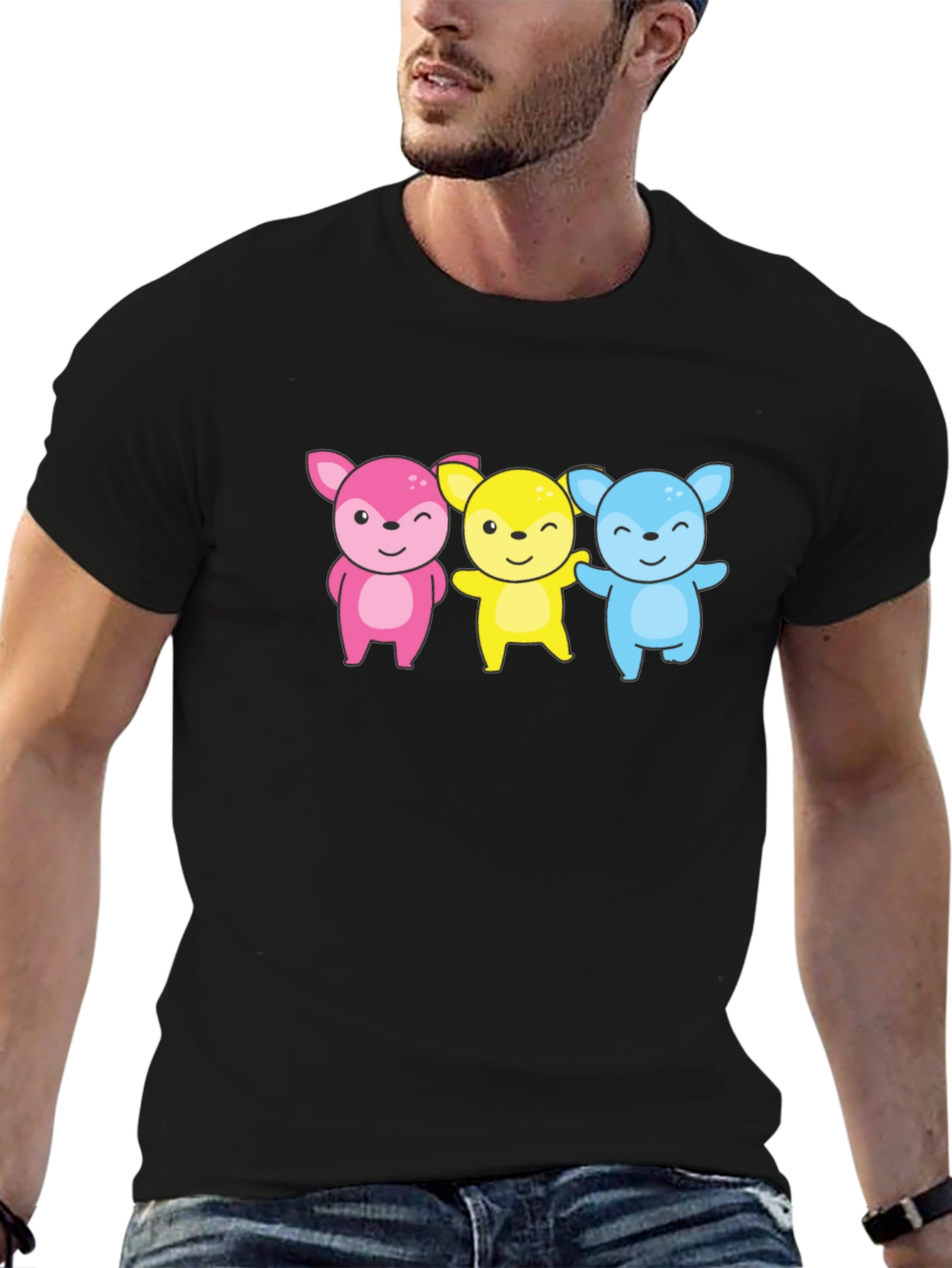 Cute Cartoon Animal Trio Graphic Tee