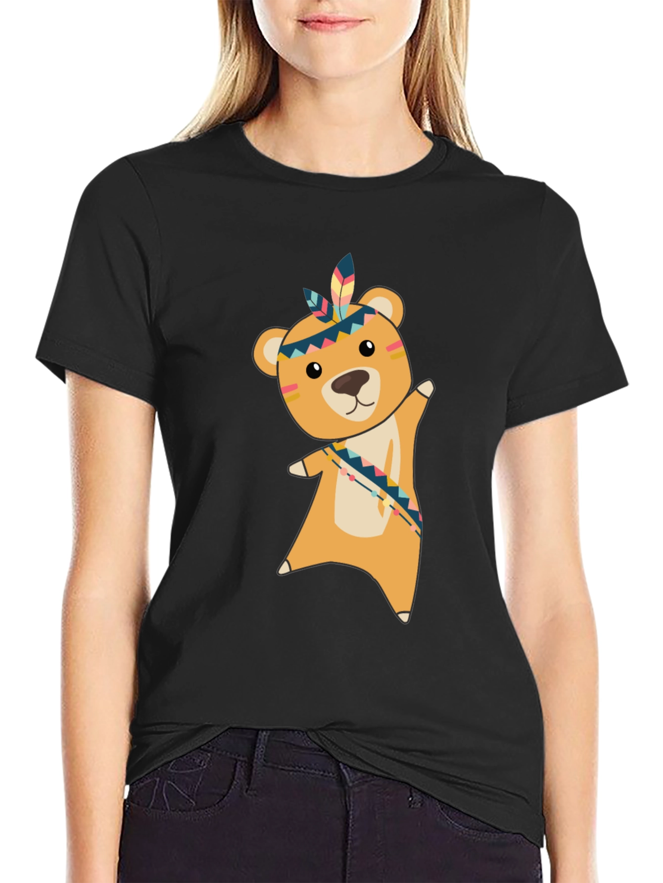 Bear Tee: Native American Inspired Cartoon Graphic