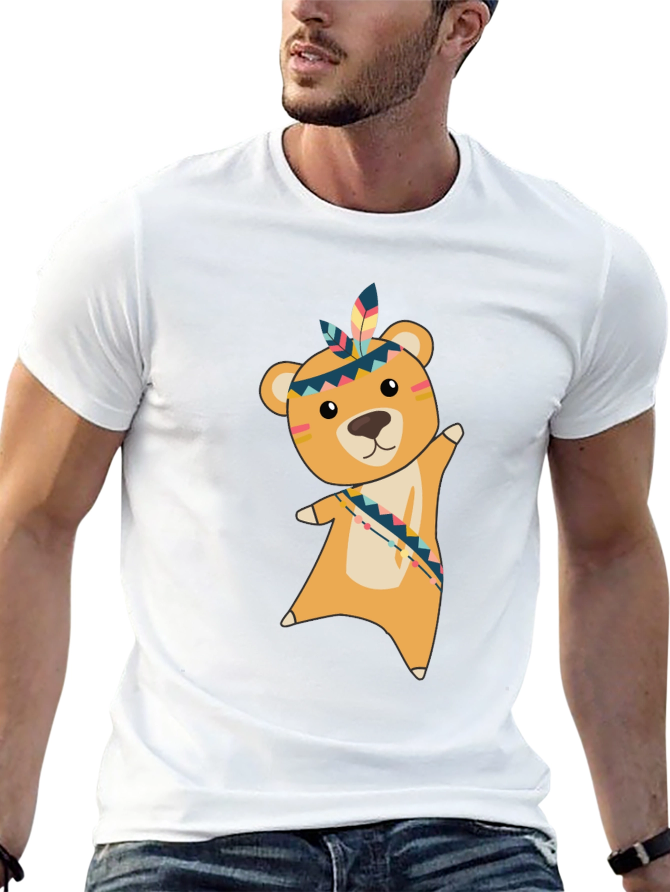 Bear Tee: Native American Inspired Cartoon Graphic