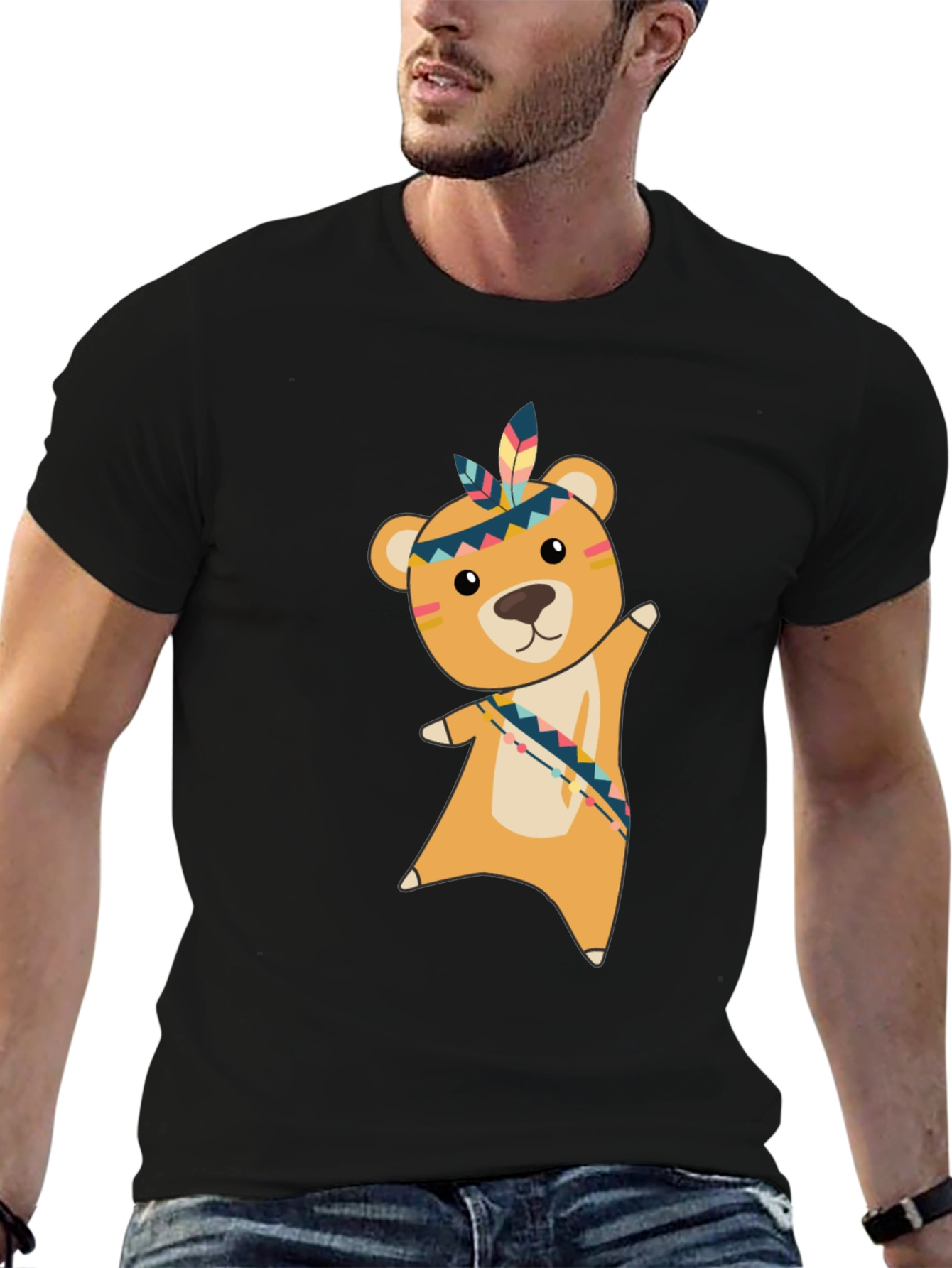 Bear Tee: Native American Inspired Cartoon Graphic