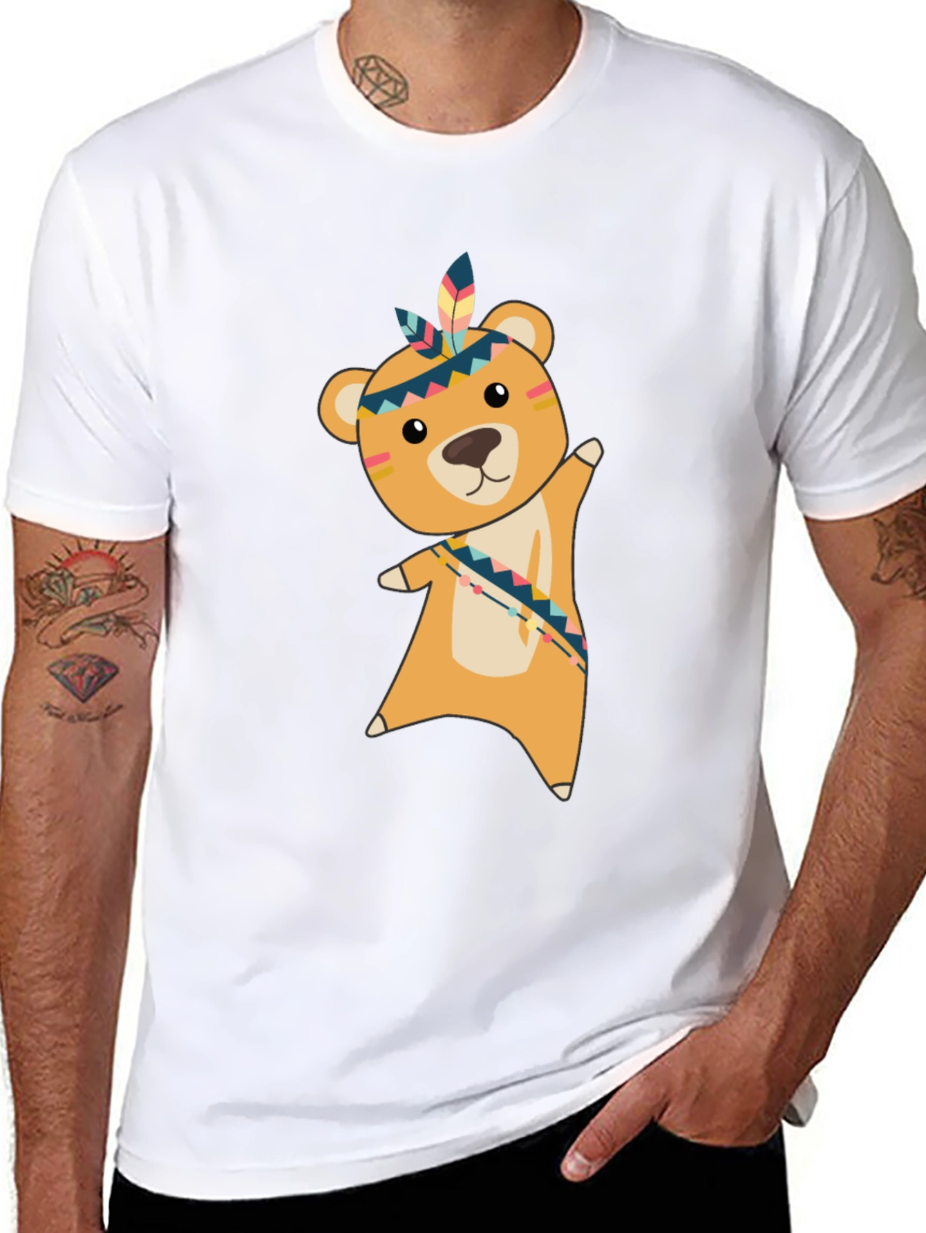 Bear Tee: Native American Inspired Cartoon Graphic