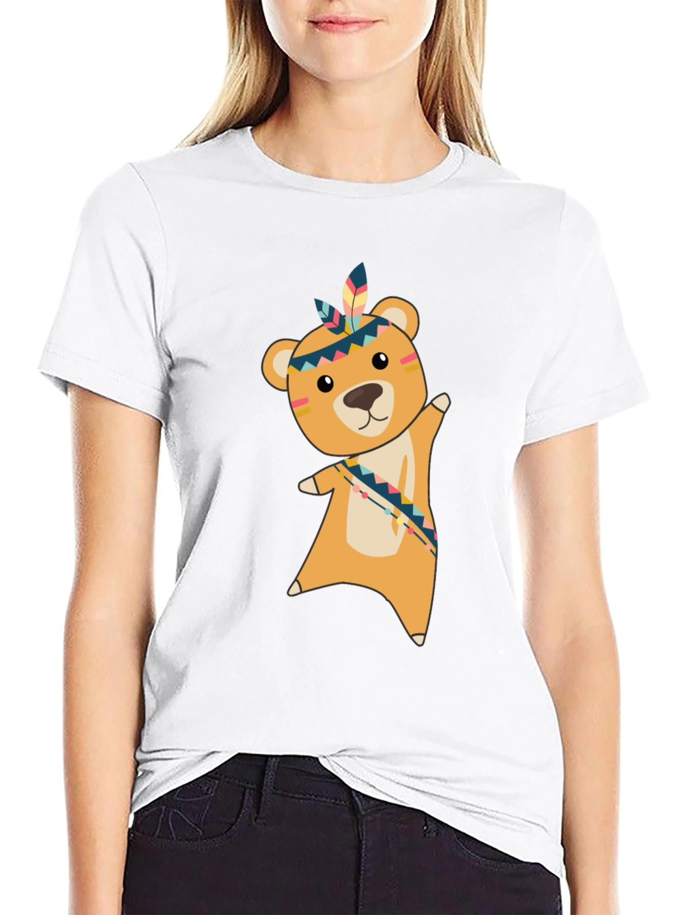 Bear Tee: Native American Inspired Cartoon Graphic