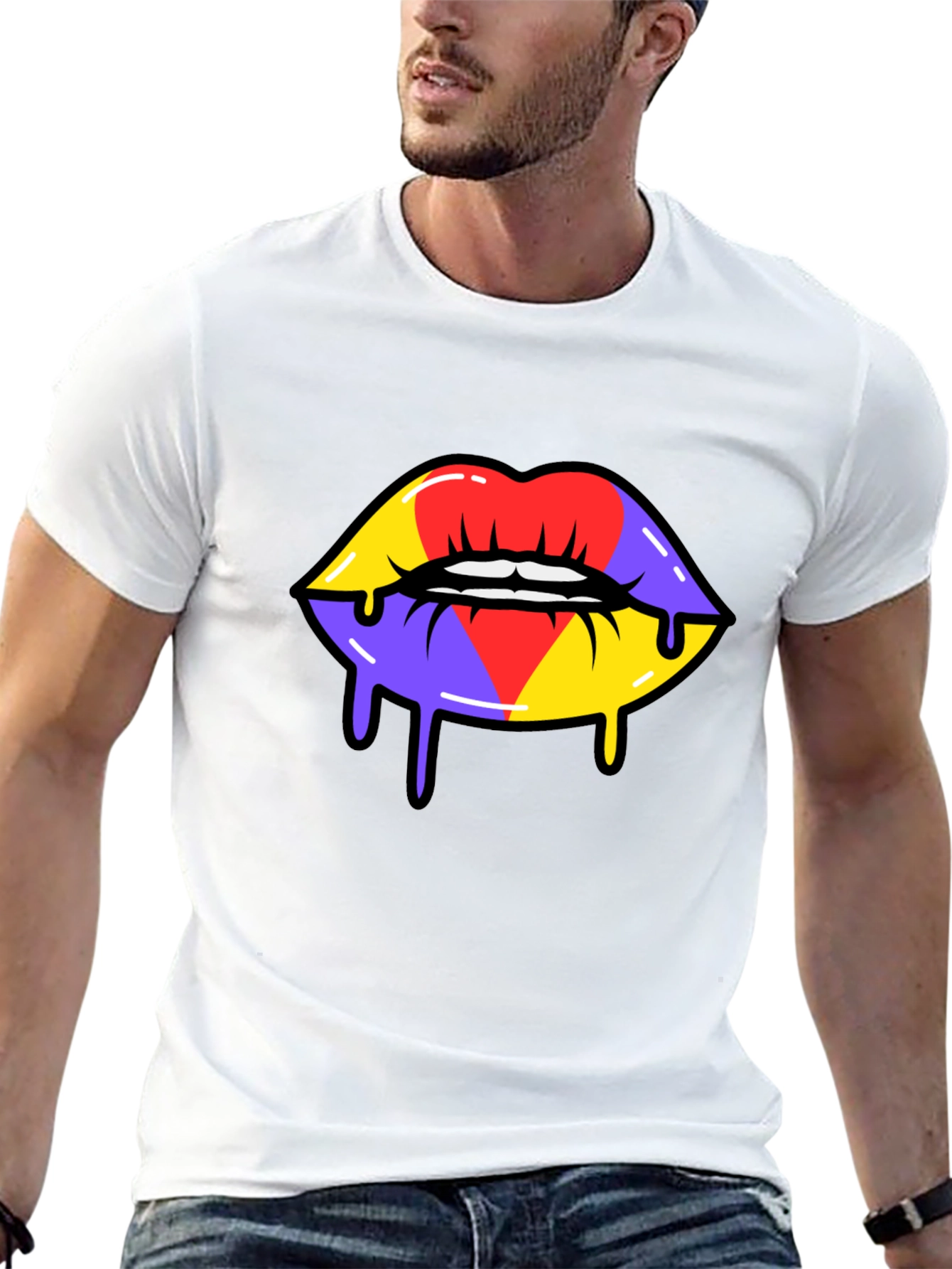 Bold Graphic Lips T-Shirt - Unique Street Style Tee