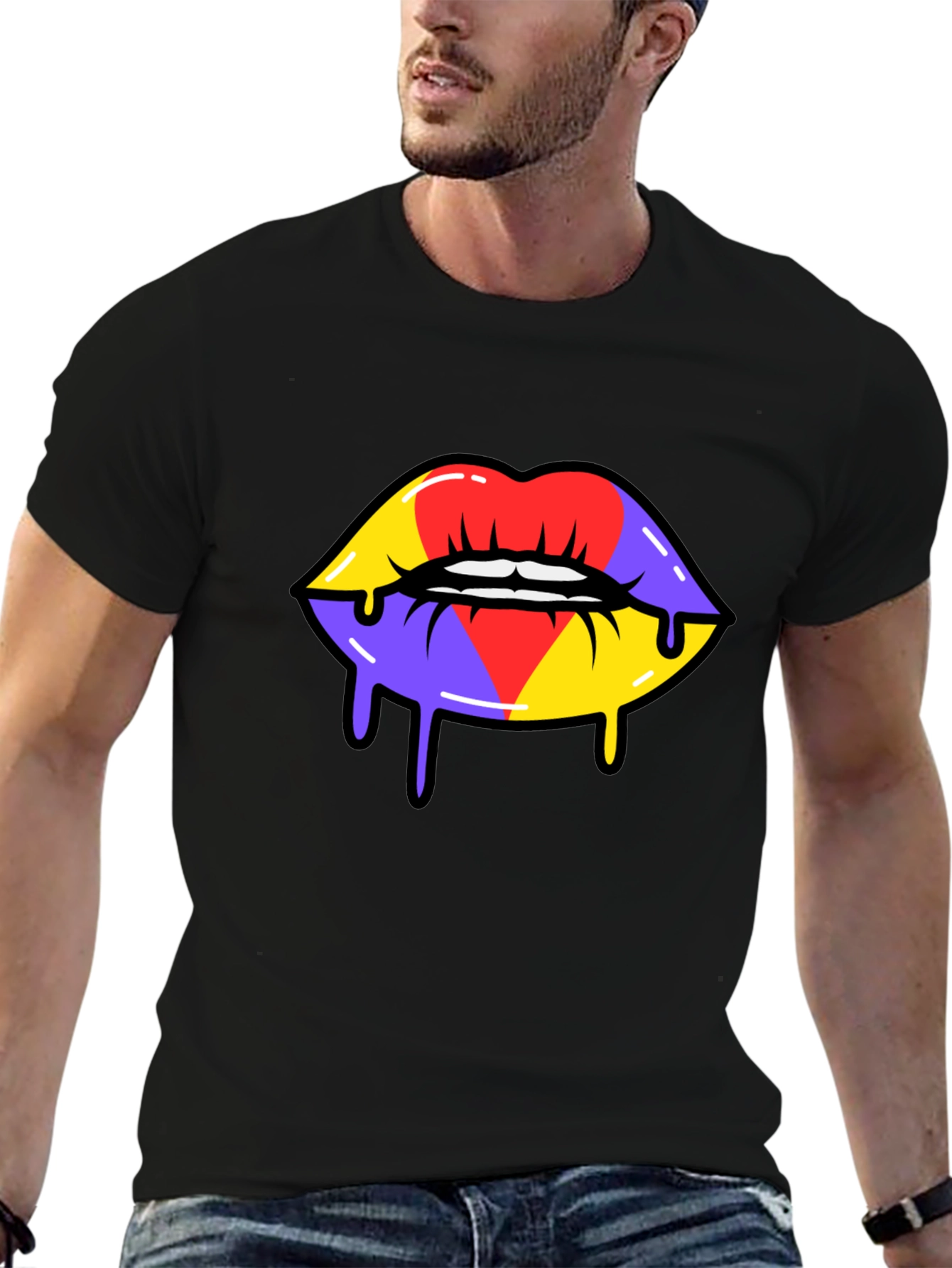 Bold Graphic Lips T-Shirt - Unique Street Style Tee