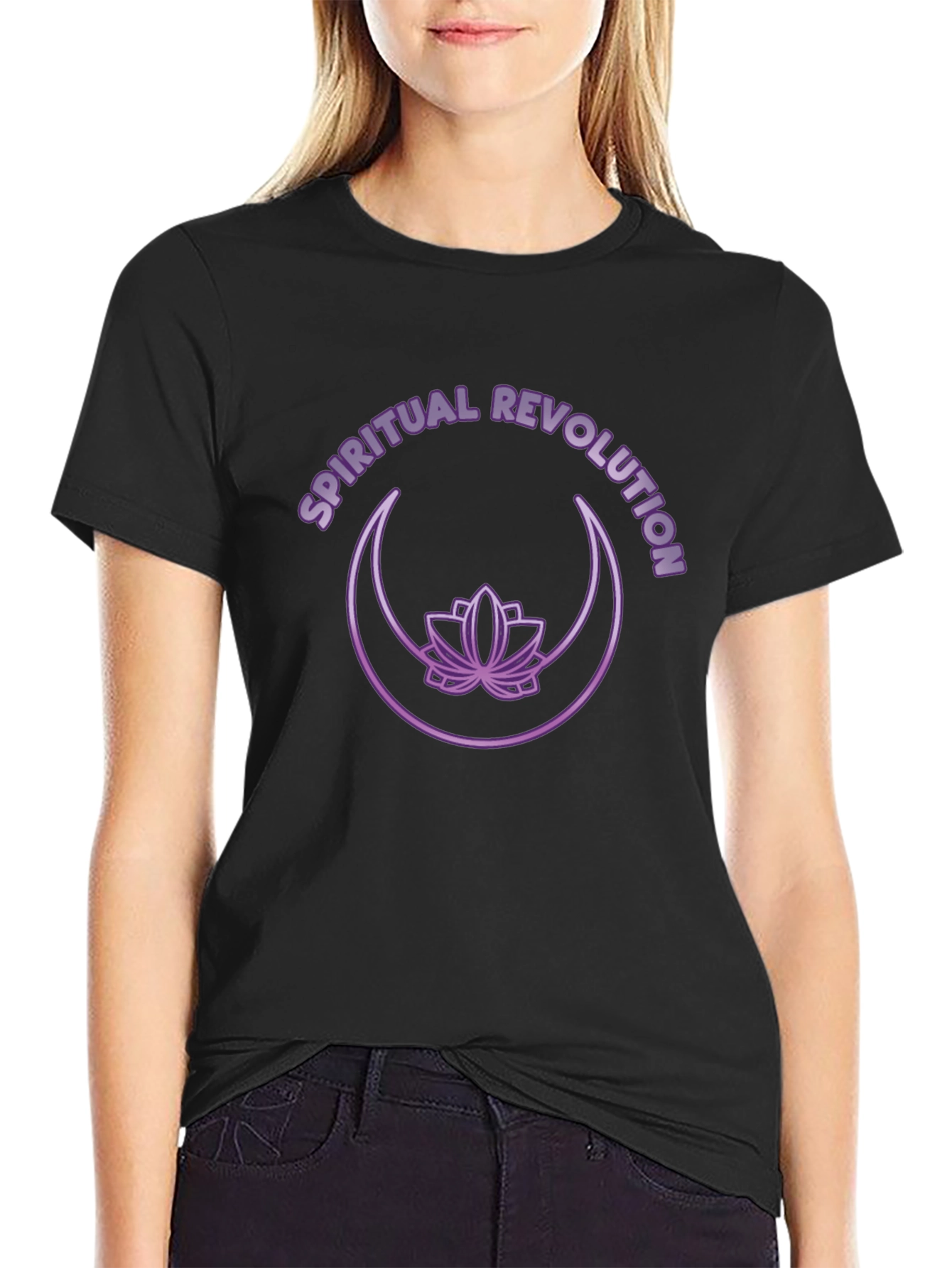 Spiritual Revolution T-Shirt - Lotus & Moon Design