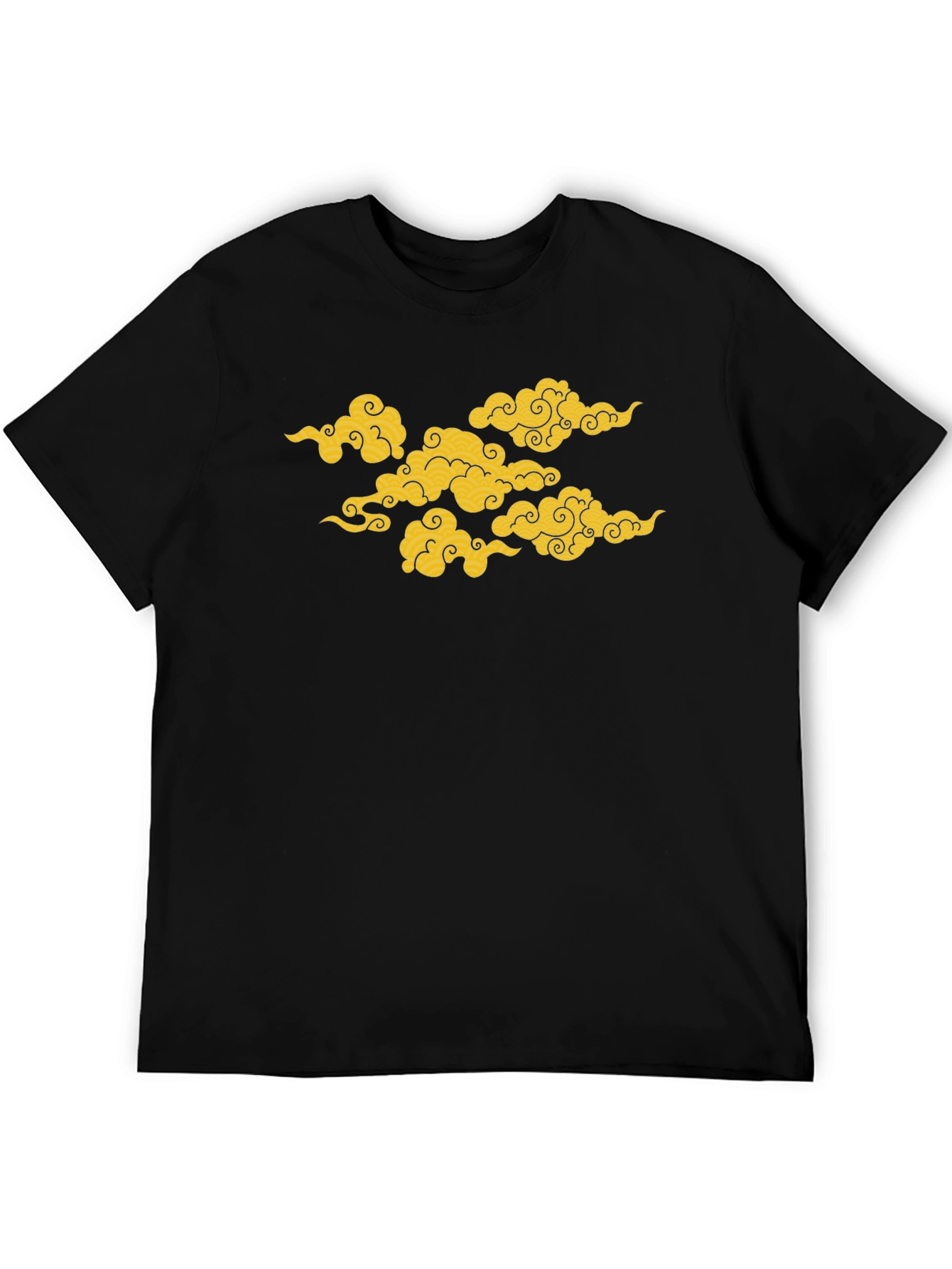 Black T-Shirt with Golden Cloud Design