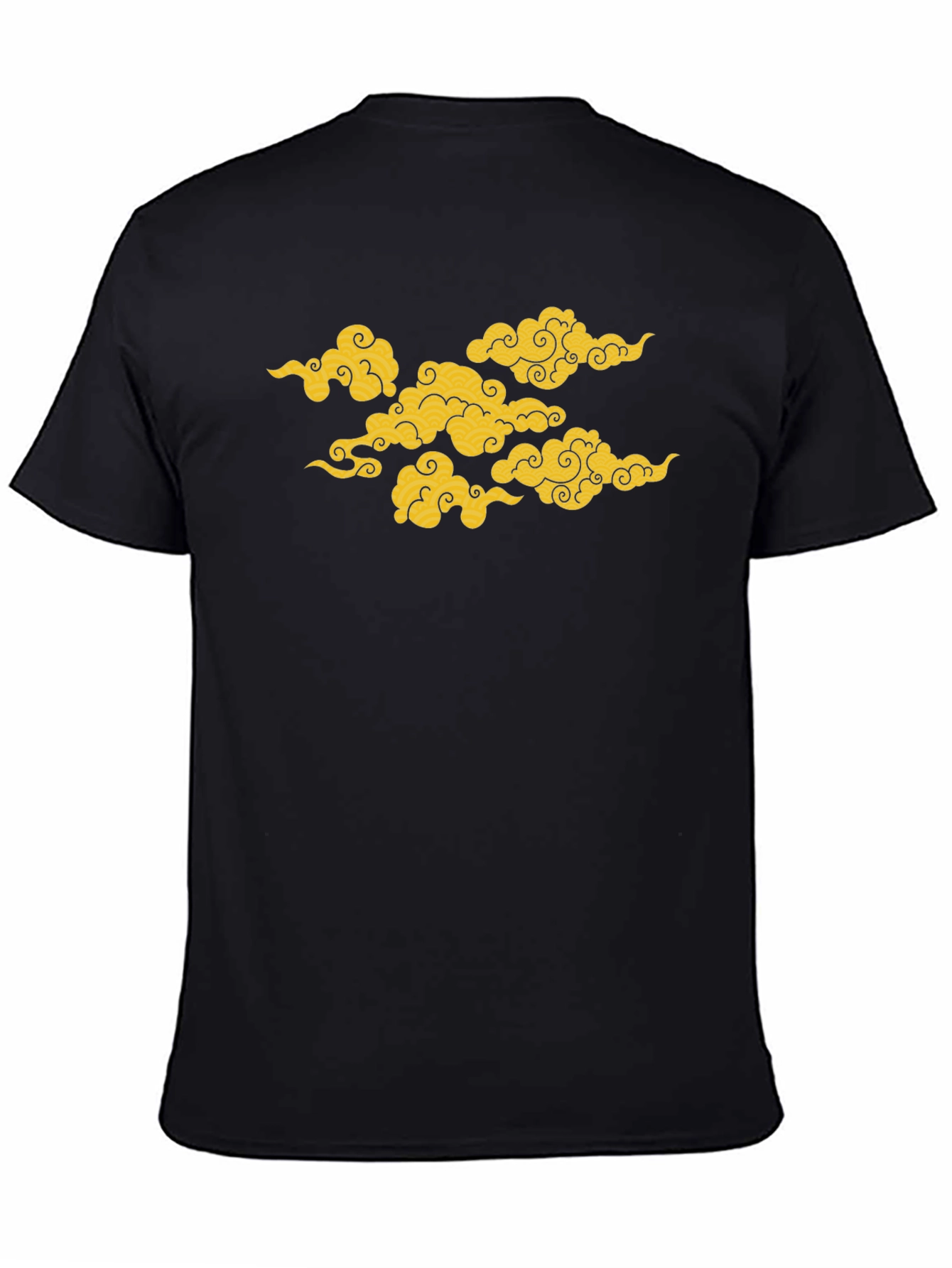Black T-Shirt with Golden Cloud Design