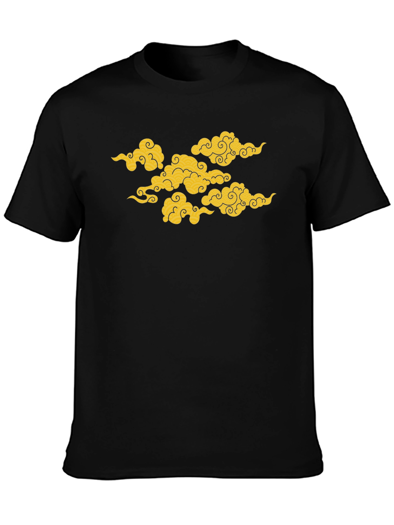 Black T-Shirt with Golden Cloud Design