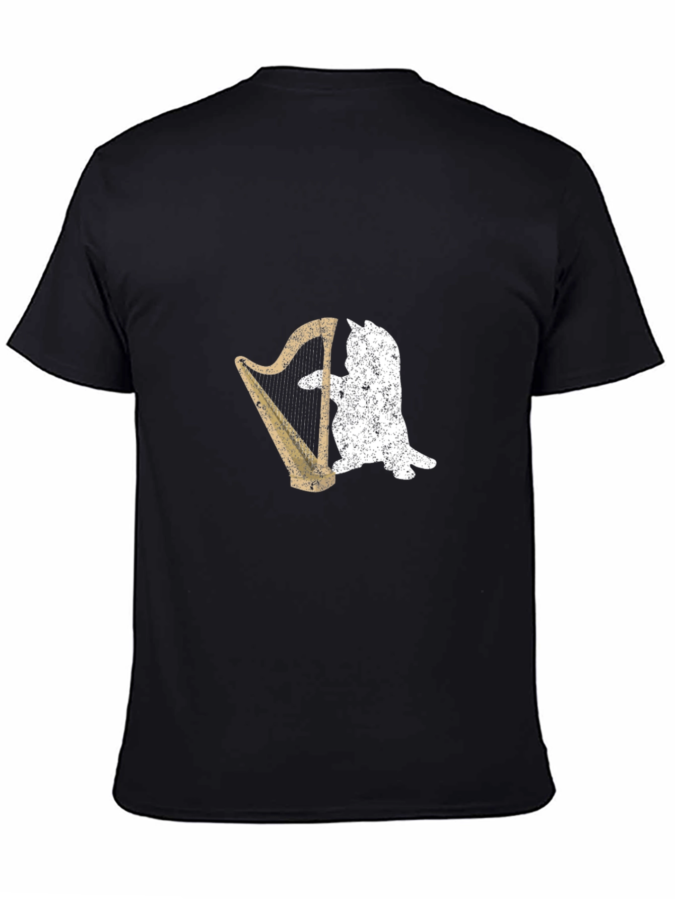 Cat Playing Harp Graphic T-Shirt