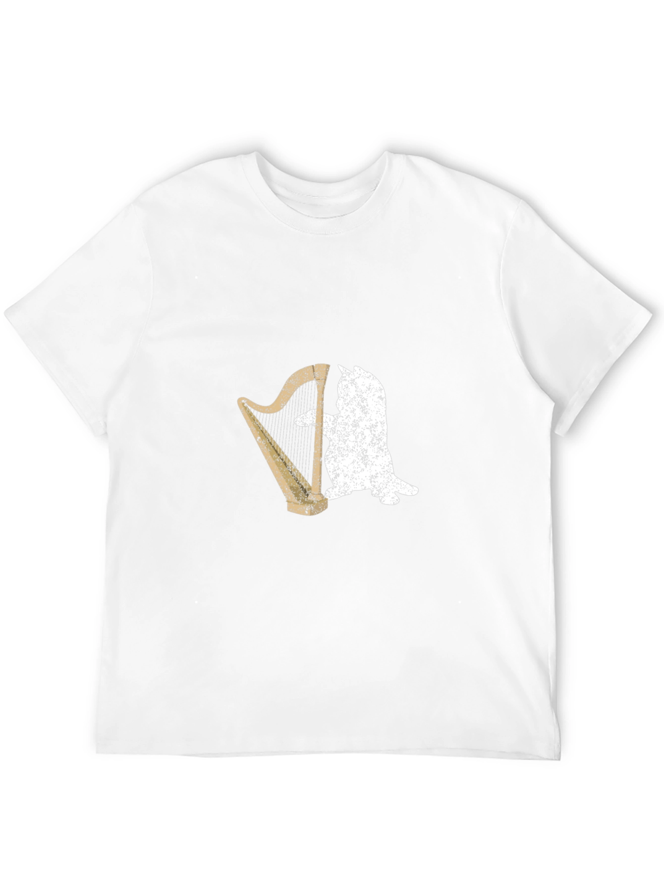 Cat Playing Harp Graphic T-Shirt