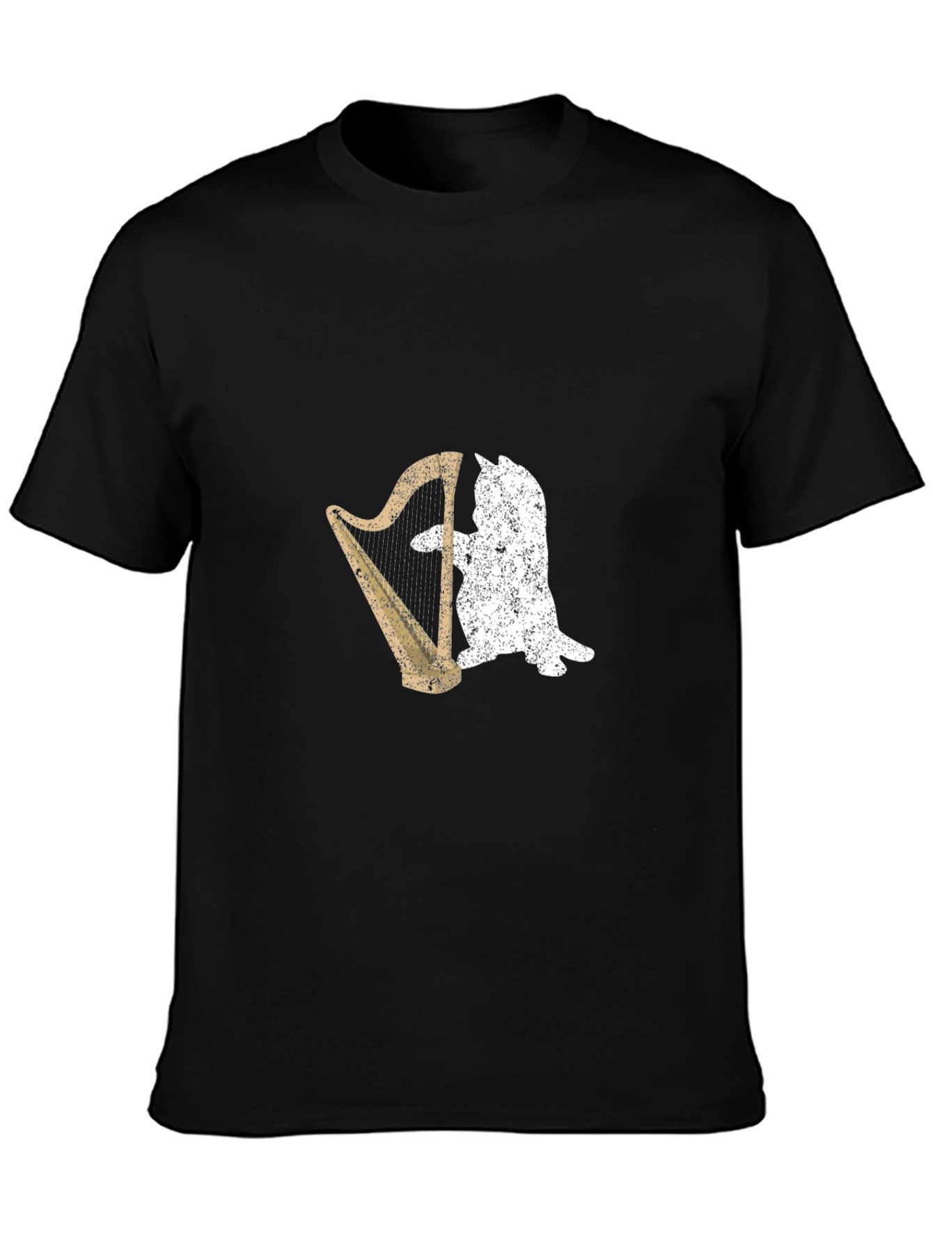 Cat Playing Harp Graphic T-Shirt