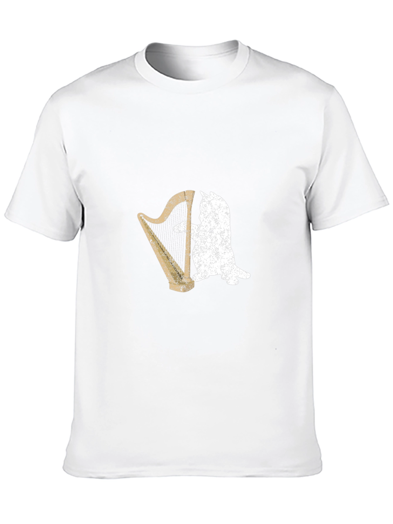 Cat Playing Harp Graphic T-Shirt