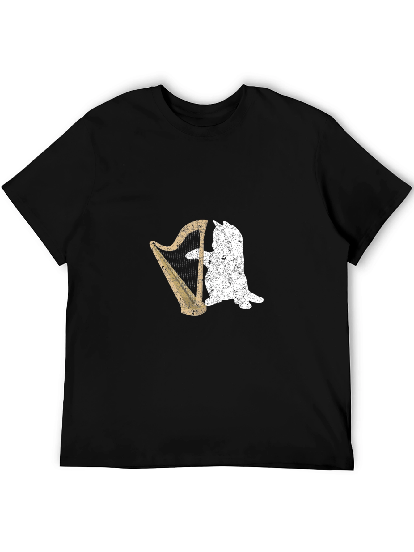 Cat Playing Harp Graphic T-Shirt