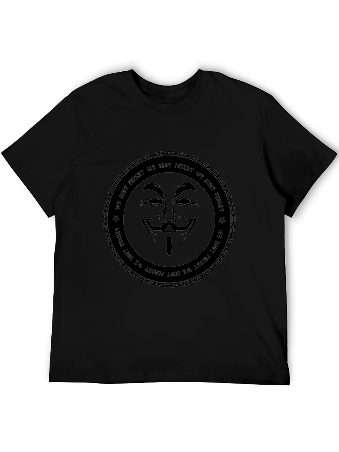 Anonymous Mask Graphic Print Black T-Shirt
