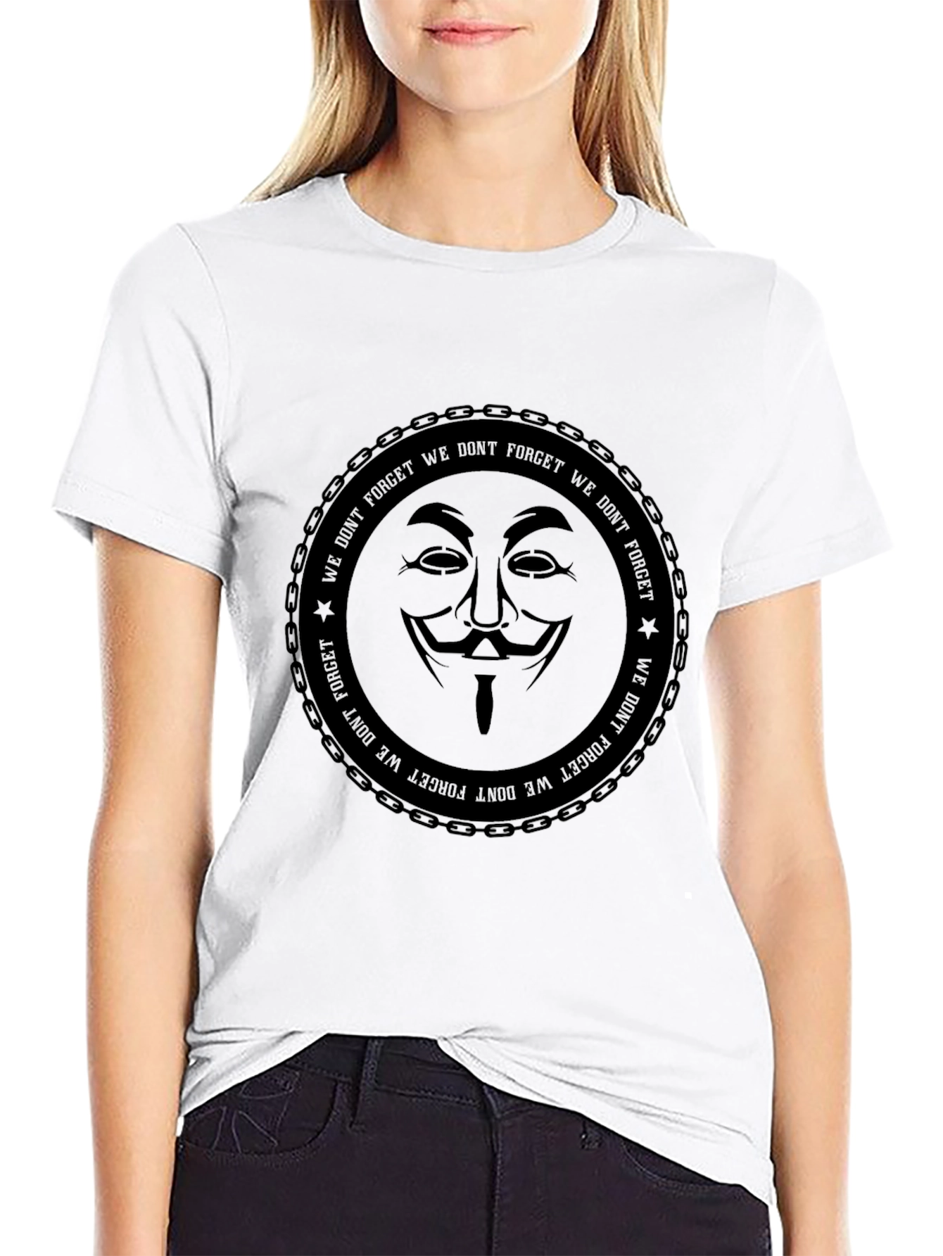 Anonymous Mask Graphic Print Black T-Shirt