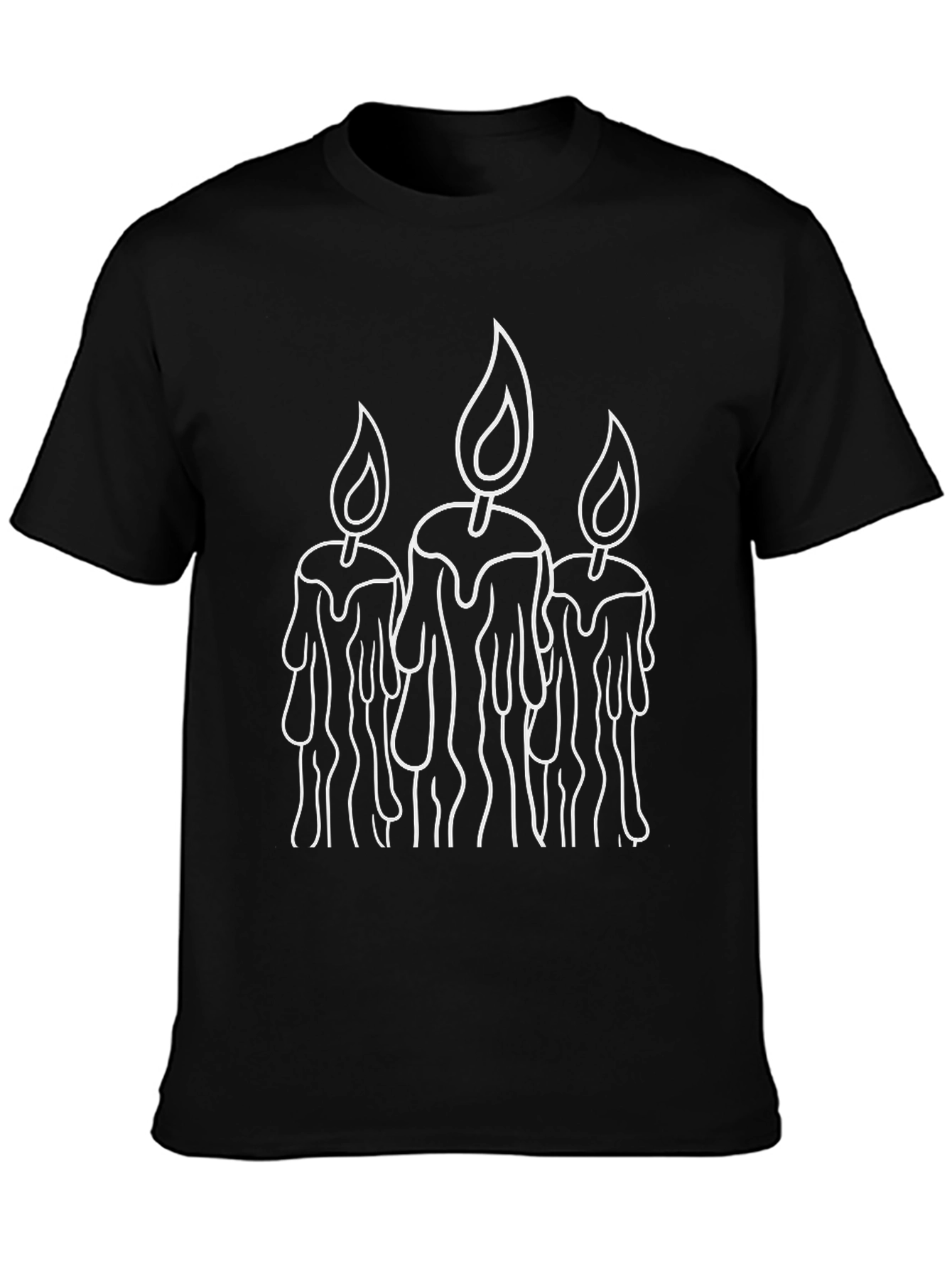 Candle Graphic Tee - Black Cotton Casual Wear