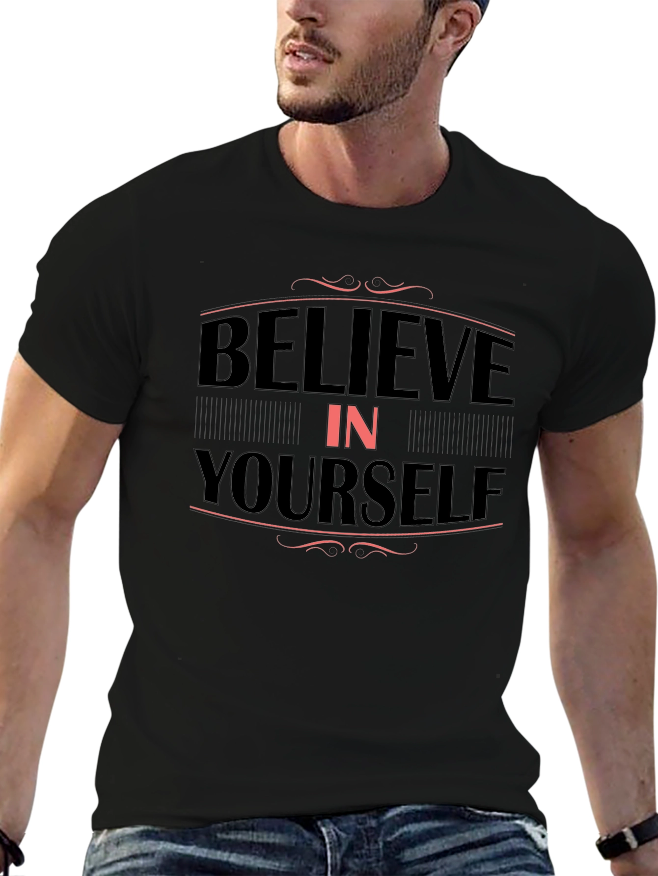 Believe In Yourself Graphic Tee - Mens Black T-Shirt
